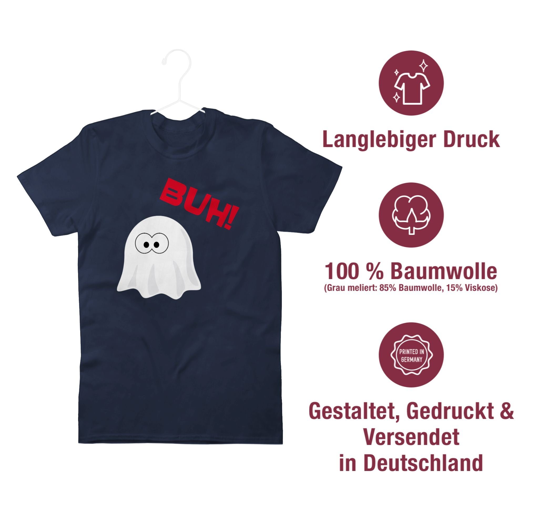 Shirtracer Kostüme Gespenst Halloween Navy Kleiner T-Shirt - Blau Buh Herren Ghost Geist 2