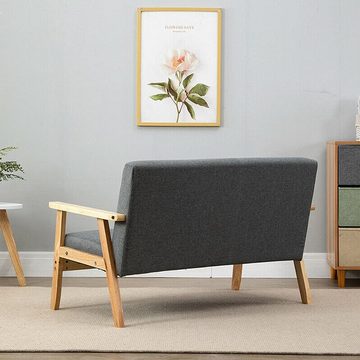Dripex 2-Sitzer Stoffsofa Couch aus Holz und Leinenstoff 113x67x75cm
