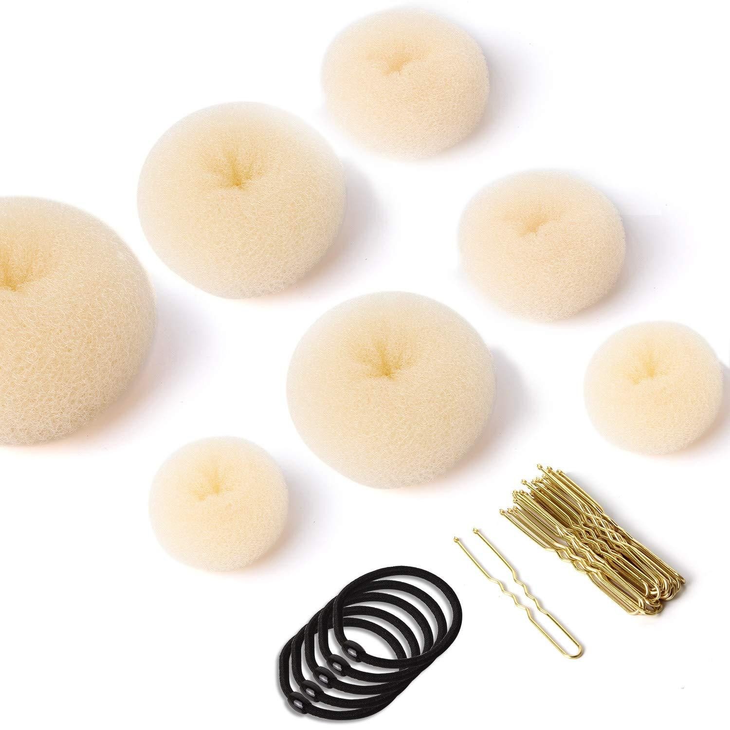 Haarstyling-Set Donut Haarknotenformer Set 7 Stück elastisches Haarband U-Form