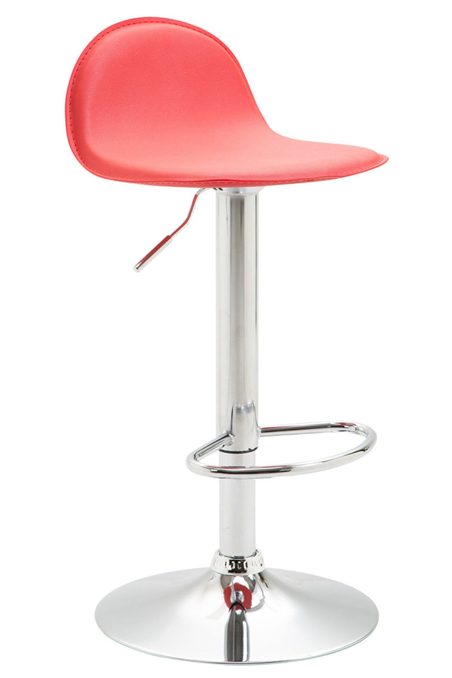 TPFLiving Barhocker Lana (mit hoher Rückenlehne und Fußstütze - Hocker für Theke & Küche), 360° drehbar - Gestell: Metall chrom- Sitzfläche: Kunstleder Rot