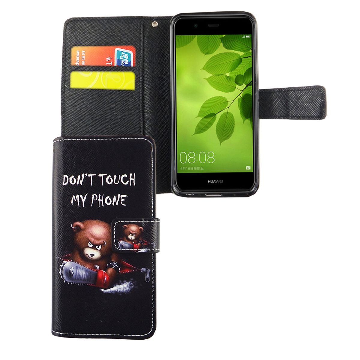 König Design Handyhülle Huawei Nova 2, Huawei Nova 2 Handyhülle Bookcover Schwarz