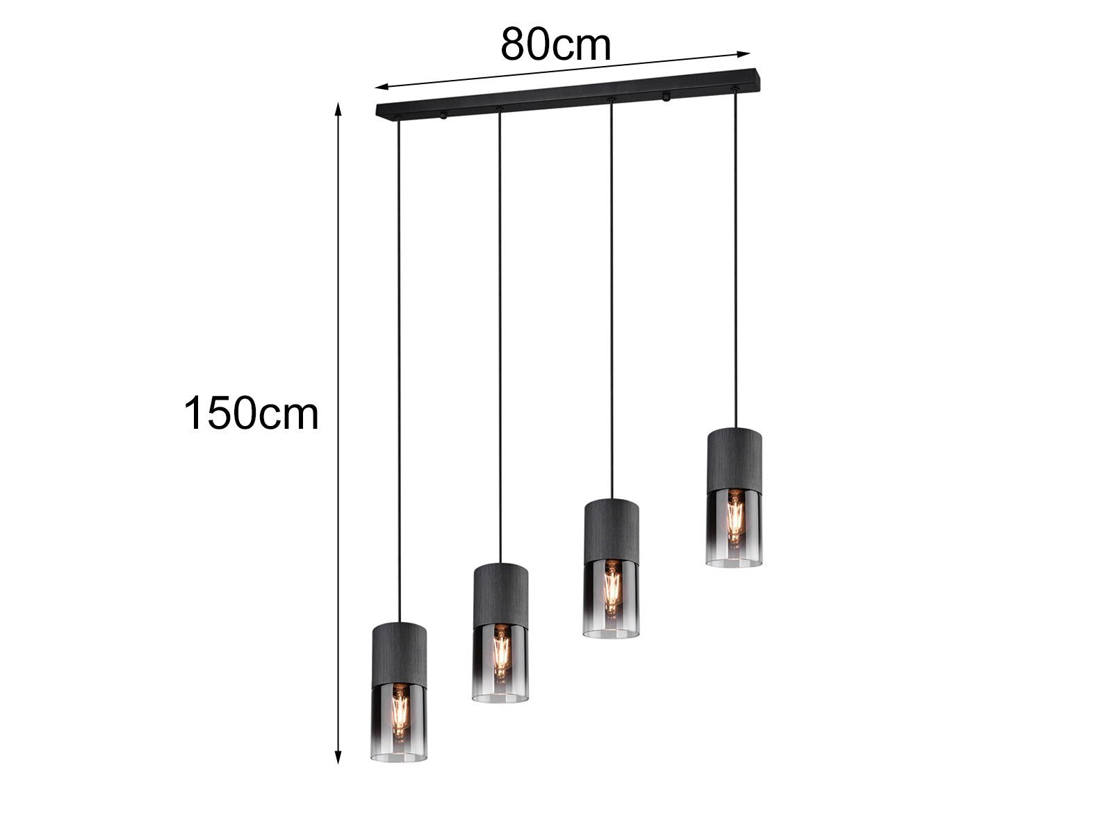 TRIO Leuchten LED Pendelleuchte, LED wechselbar, Warmweiß, Rauchglas Balken-leuchte mehrflammig für über-n Esstisch & Kochinsel