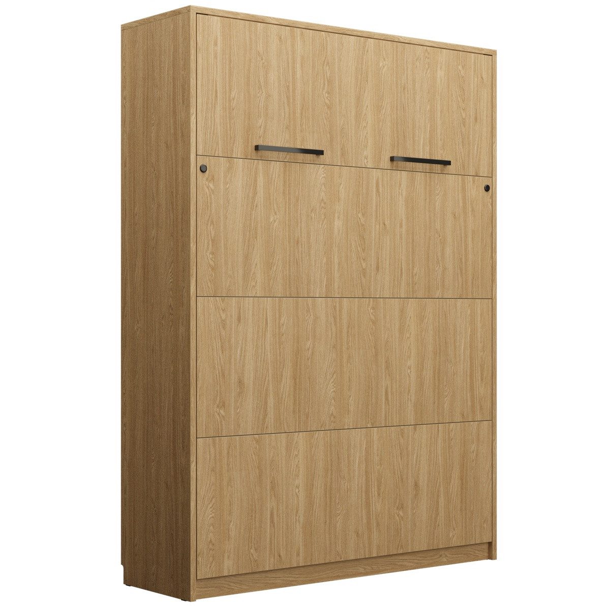 QMM TraumMöbel Schrankbett Wandbett modern vertikal GN 160 x 200 mit LED weiß congo eiche (Möbelstück, 1-St., Schrankbett vertikal 160x200) vertikal klappbar