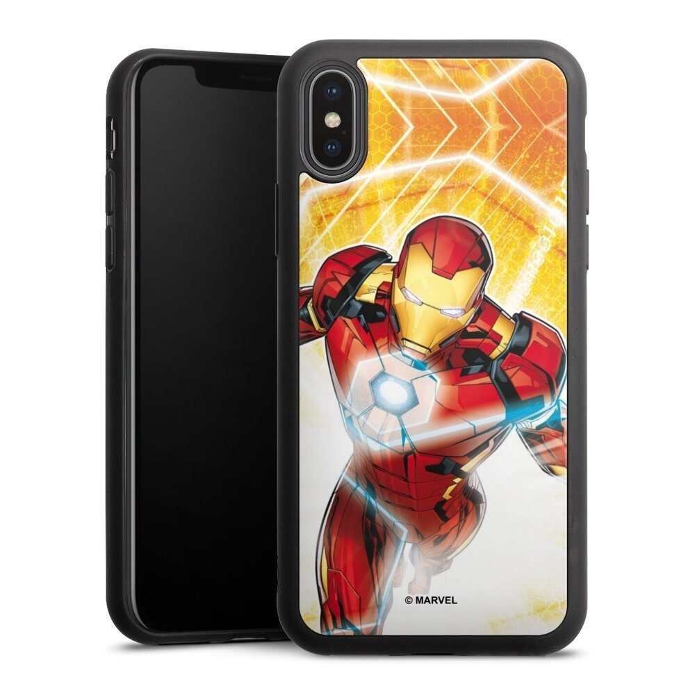 DeinDesign Handyhülle Iron Man on Fire, Apple iPhone X Gallery Case Glas Hülle Schutzhülle 9H Gehärtetes Glas