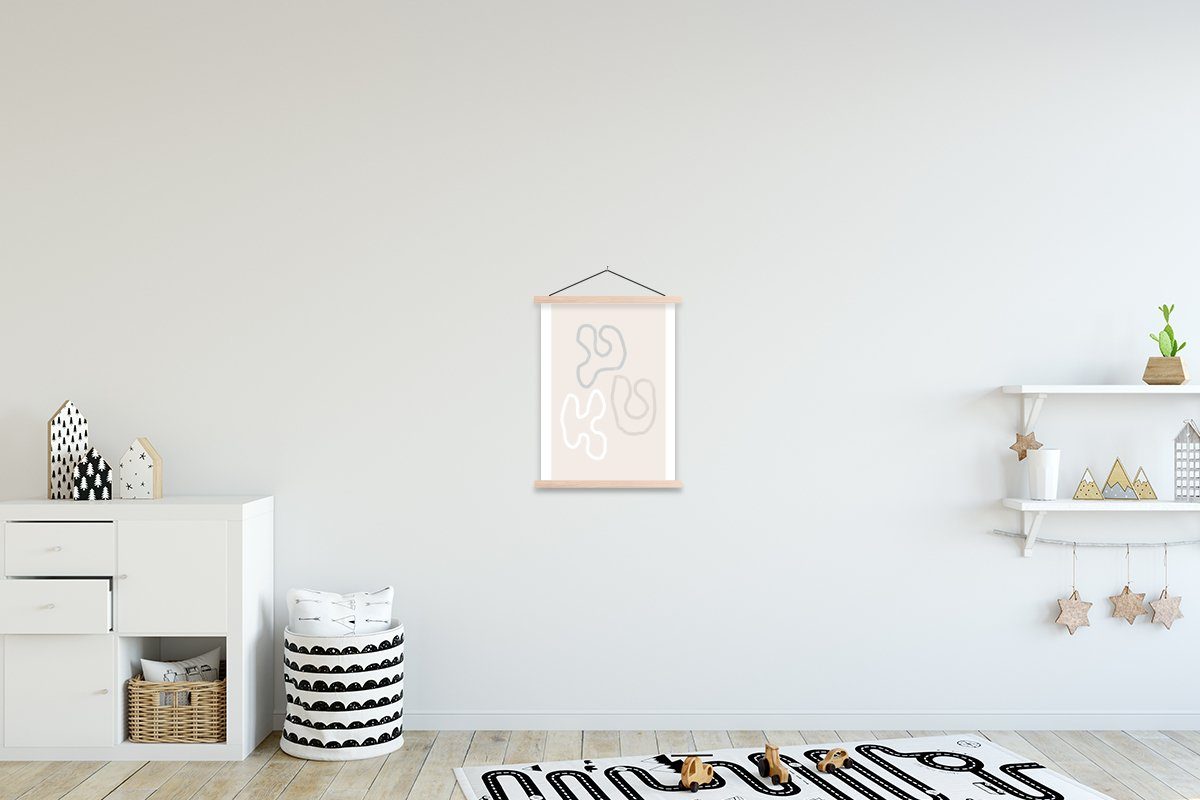 Formen, Poster Textilposter Linienkunst Posterleiste, (1 St), MuchoWow Wohnzimmer, Minimalismus für Magnetisch - Bilderleiste, -