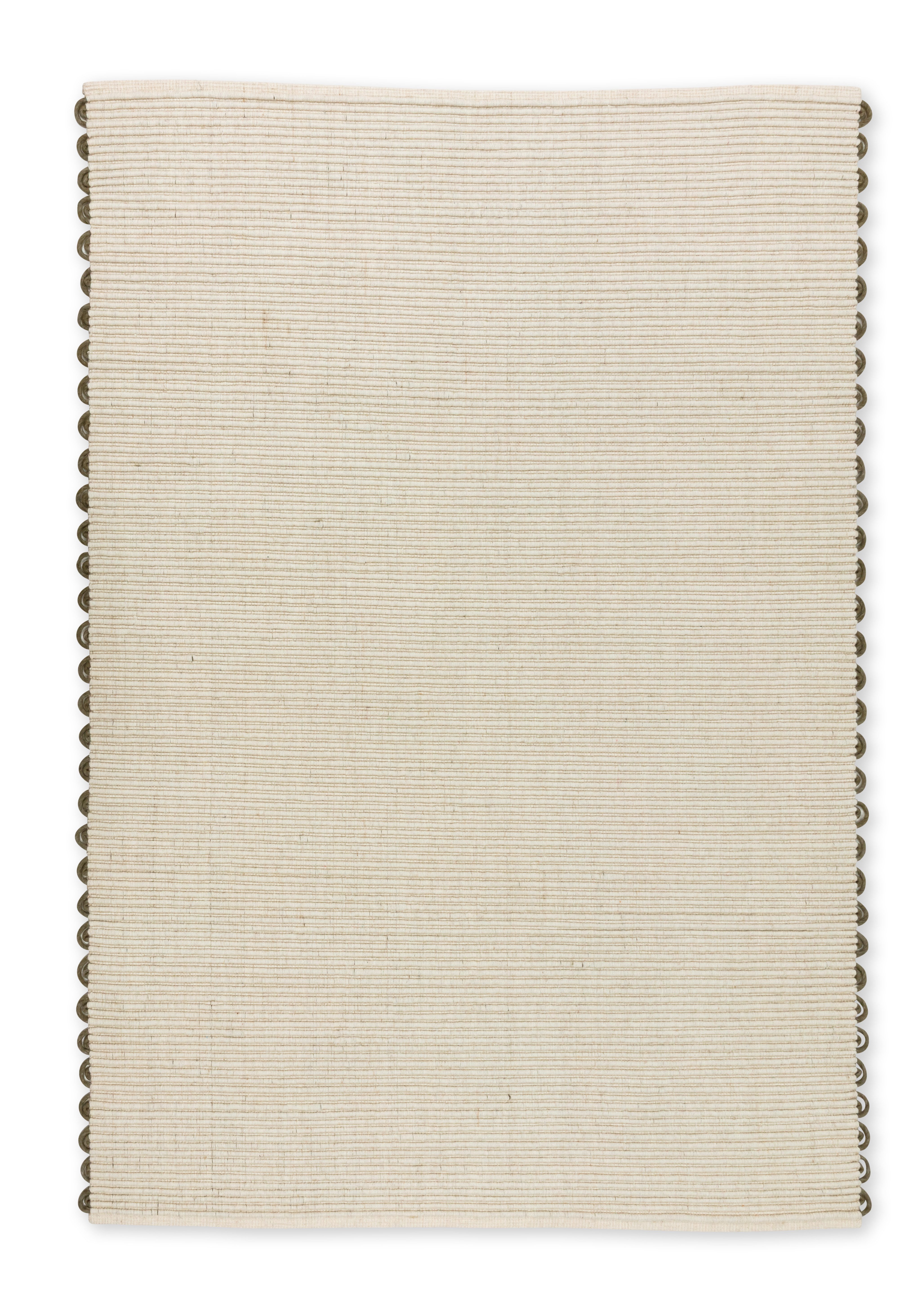 SCHÖNER WOHNEN-Kollektion Wollteppich Omira, rechteckig, Höhe: 7 mm, reine Wolle, Linien, dekorative Häkelkante, Wohnzimmer