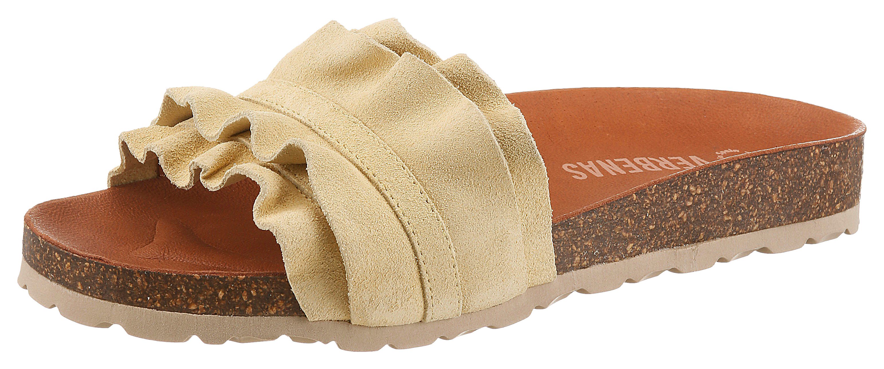 VERBENAS Rocio Roda Pantolette Sommerschuh, Flat mit geschwungenen Laschenstoff