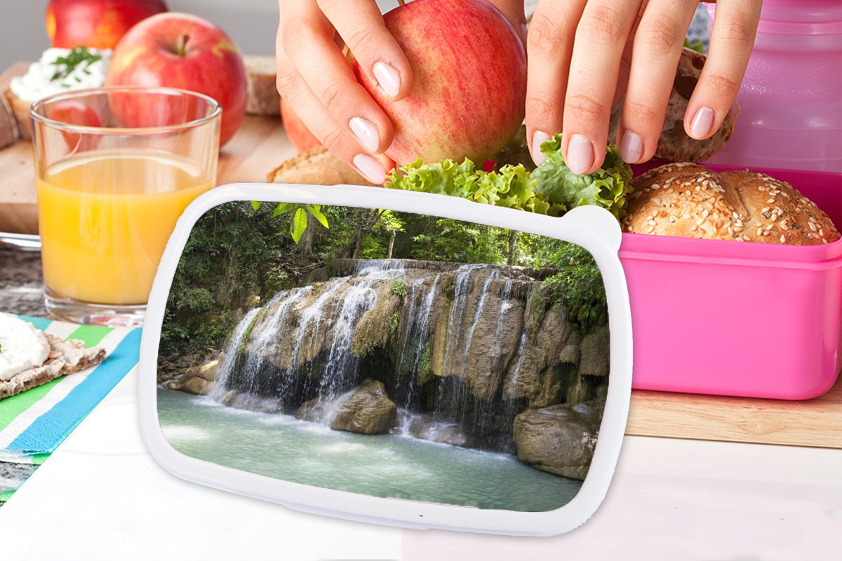 über im (2-tlg), Kunststoff Mädchen, Lunchbox für rosa Snackbox, Kinder, in Erwachsene, Kunststoff, Thailand, Erawan-Nationalpark Brotdose Brotbox Felsen Wasserfall MuchoWow