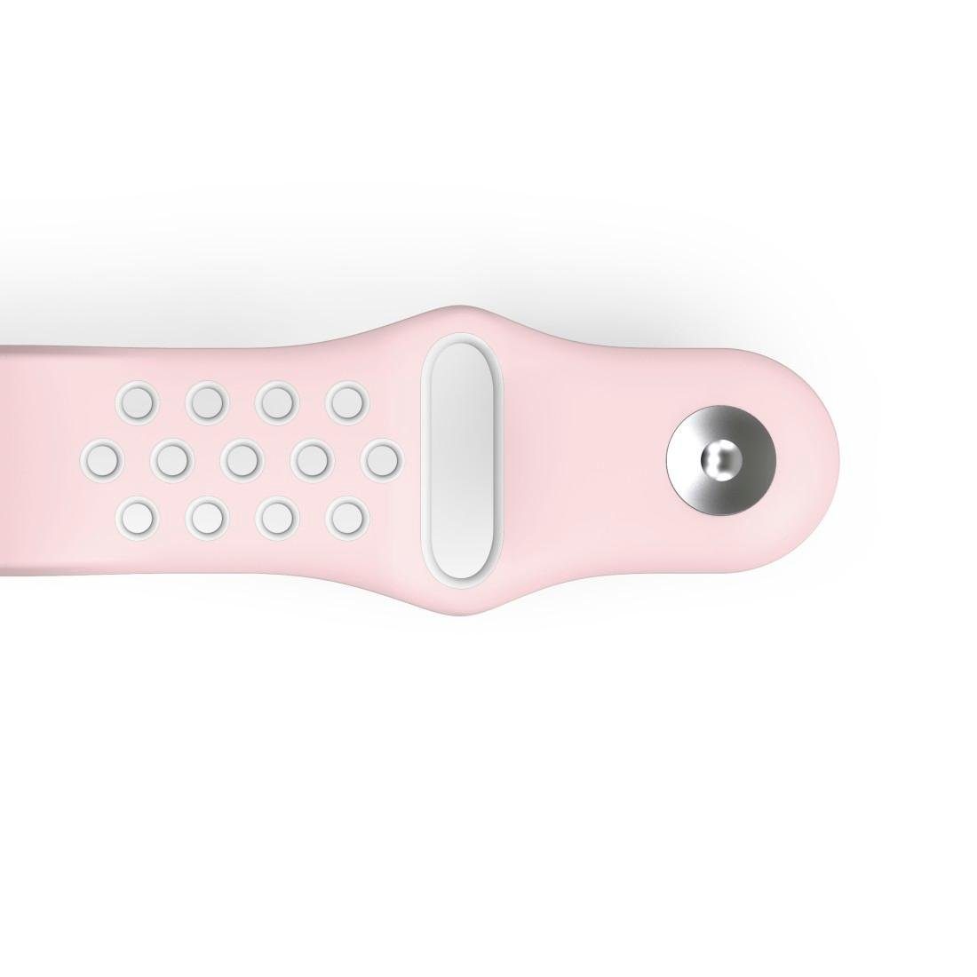 Hama Smartwatch-Armband 3/4, atmungsaktives - Abwaschbar Schmutzabweisend Rutschfest Sportarmband, rosé Fitbit Ersatzarmband - Charge 22mm