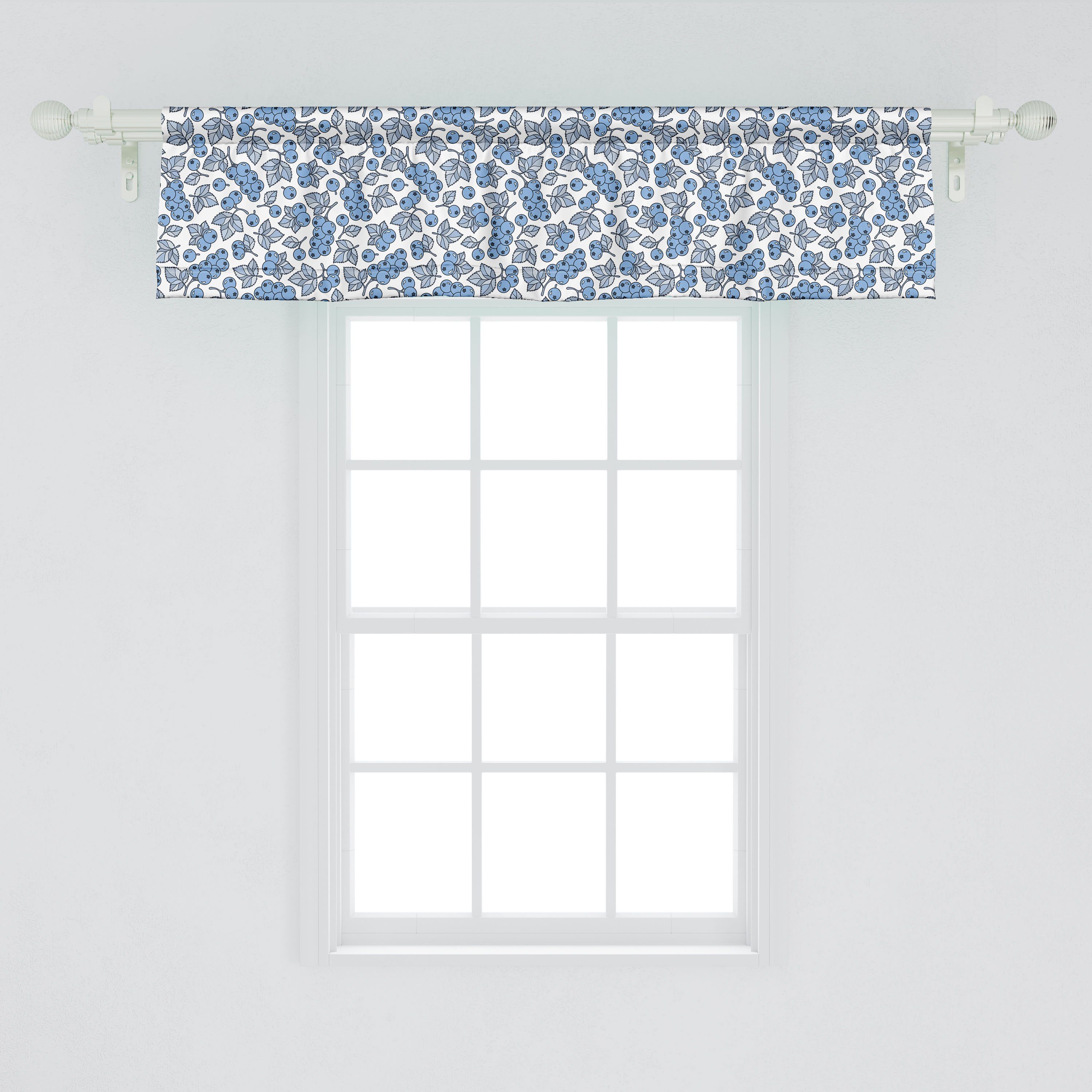 Scheibengardine Vorhang Volant für Küche mit Blueberry Abakuhaus, Stangentasche, Blätter- Botanisch Zweige Schlafzimmer Microfaser, Dekor