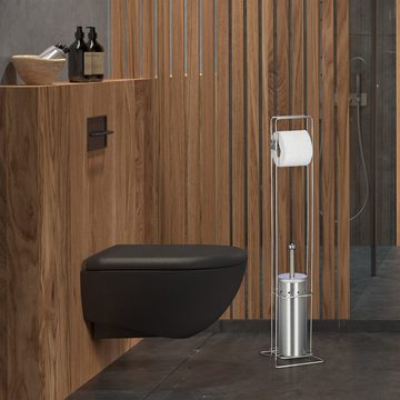 relaxdays Toilettenpapierhalter WC Garnitur Edelstahl