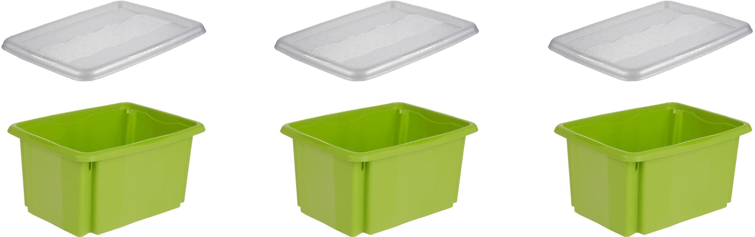 keeeper Organizer emil hochwertiger (Set, 3 St), Deckel, 15 L, Kunststoff Aufbewahrungsbox, mit grün