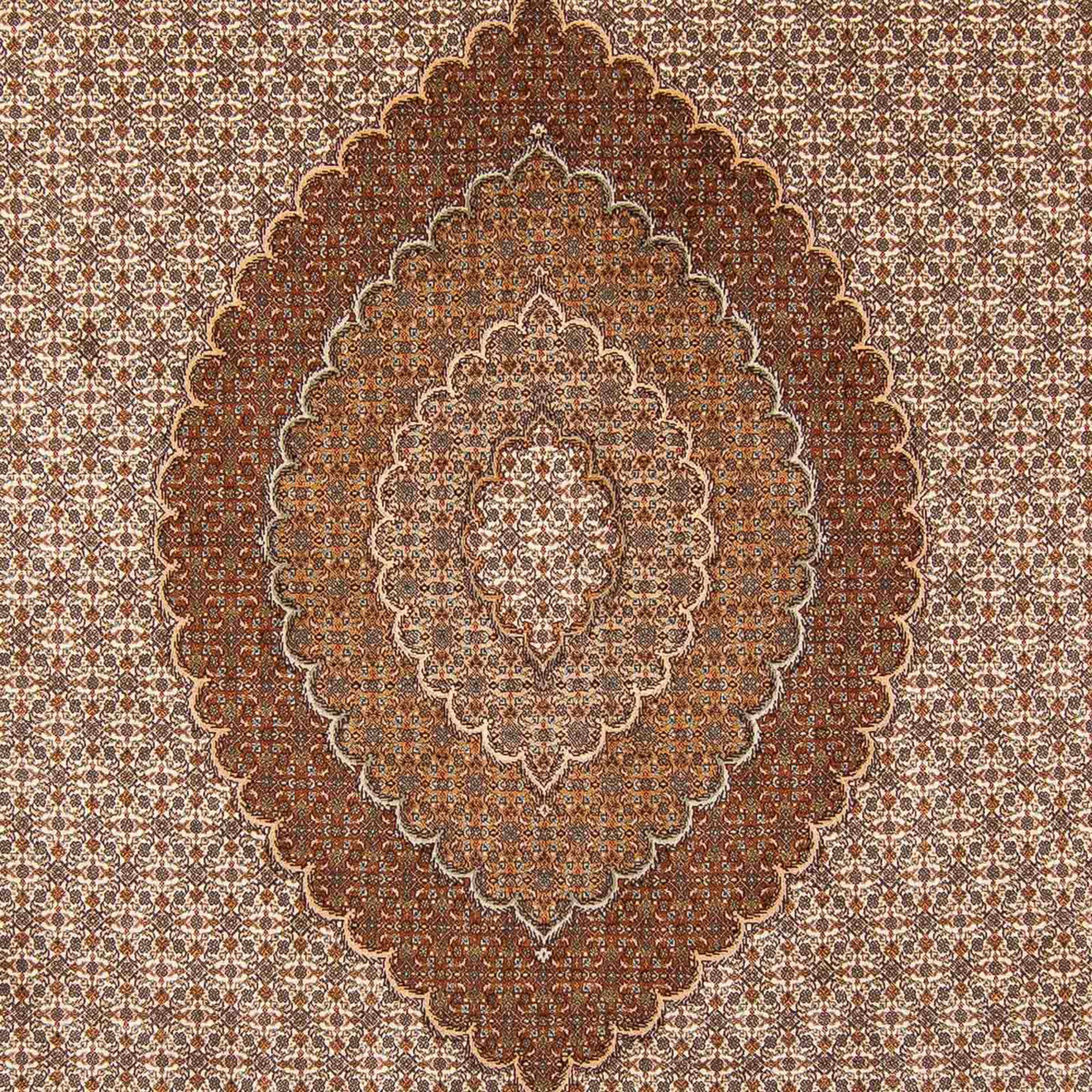 Perser Täbriz mm, morgenland, - Höhe: 10 rechteckig, Einzelstück mit - Handgeknüpft, 360 Zertifikat Orientteppich Wohnzimmer, cm - 249 hellbraun, x