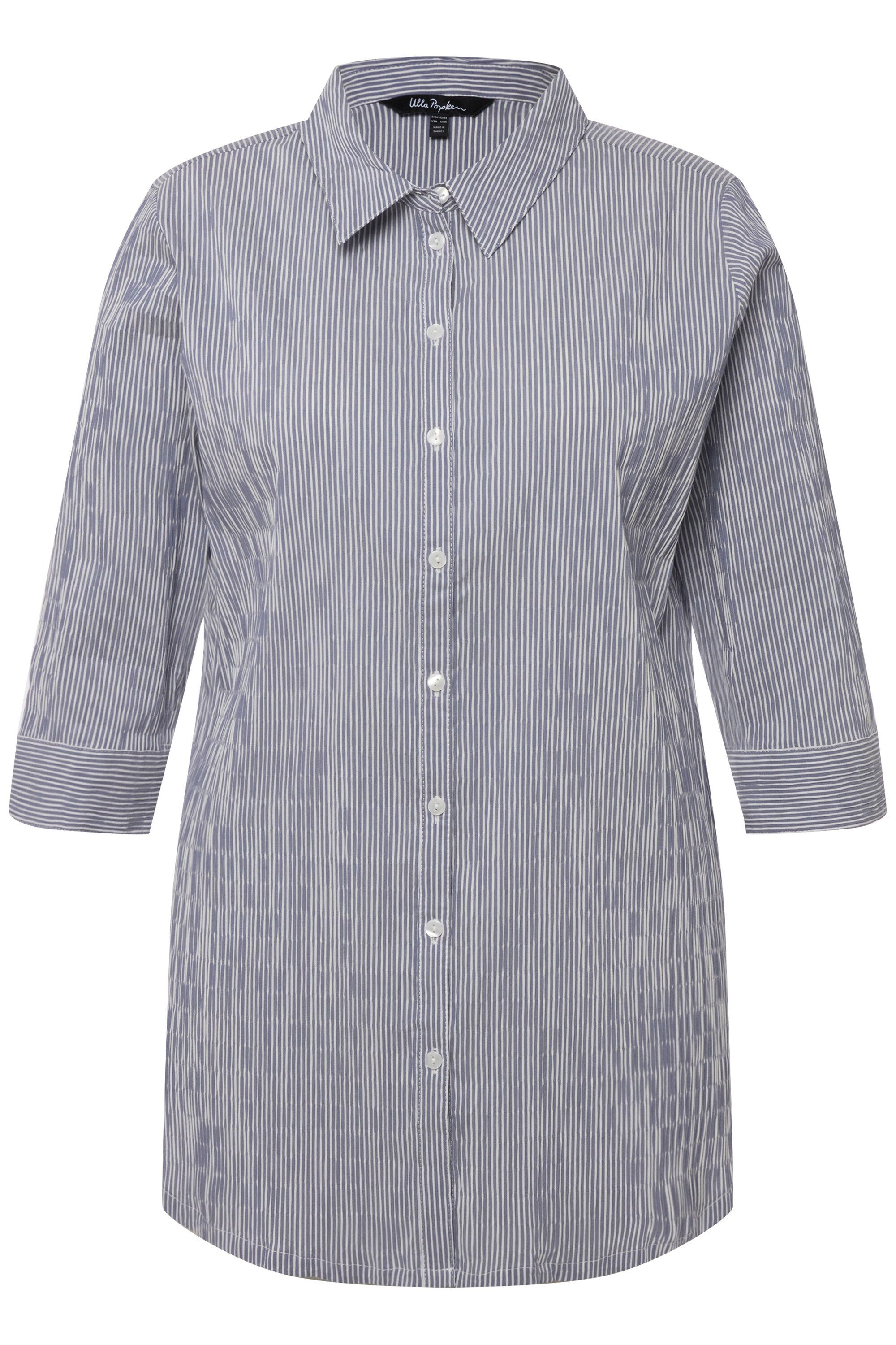 Ulla Popken Hemdbluse Bubble-Bluse Streifen Hemdkragen günstig online kaufen