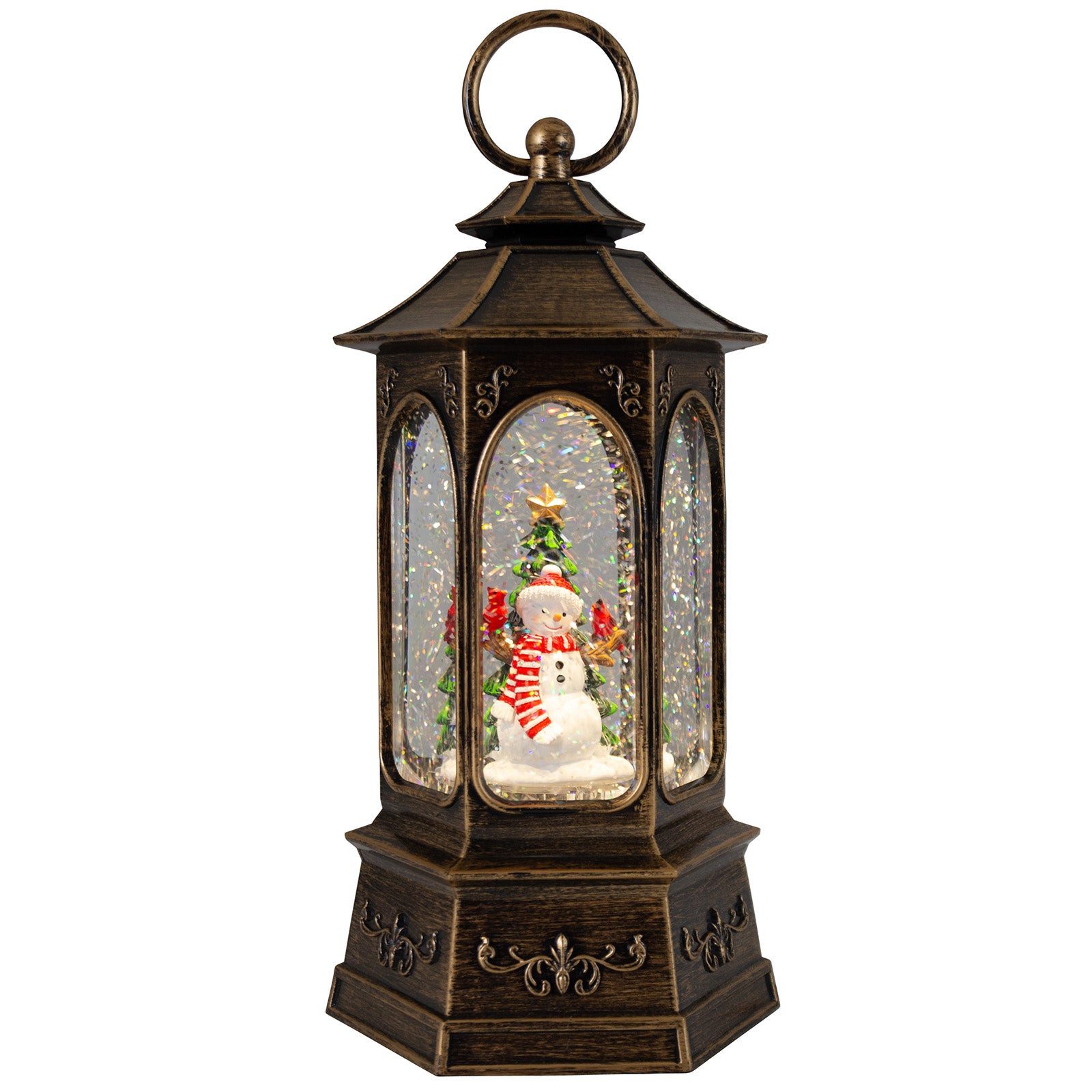 Christmas Paradise LED Laterne Schneelaterne 26 cm, Weihnachtsdeko, zuschaltbare Weihnachtsmusik, LED, warmweiß, schneit im Inneren, bronze