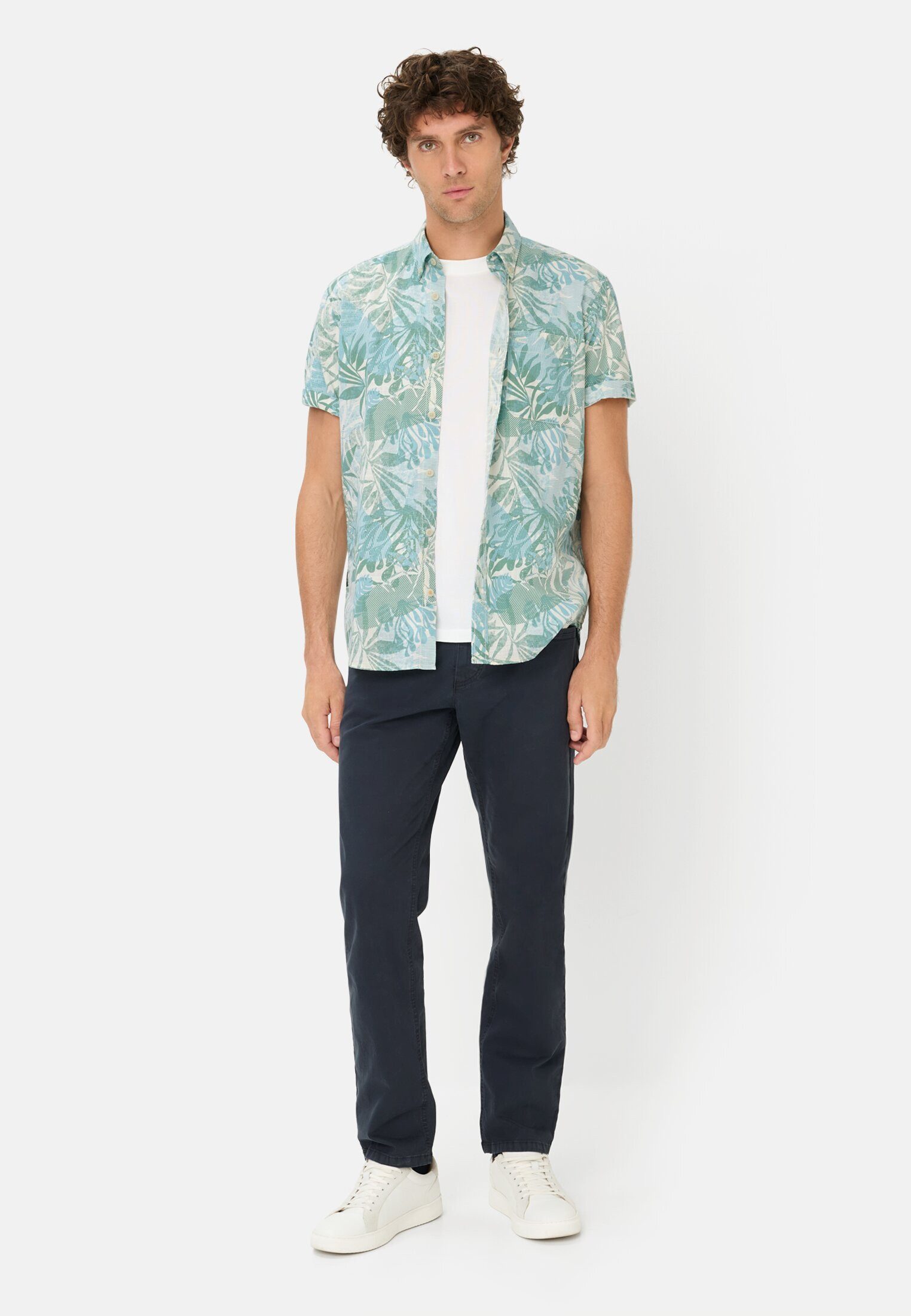 camel active Kurzarmhemd aus reiner Baumwolle Kurzarm Button-Down