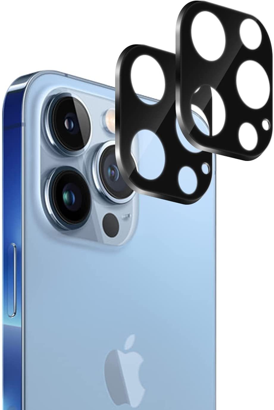 MSM Schutzfolie 2X 3D Schutzglas für iPhone 13 Pro / 13 Pro Max Kamera Linse Panzerfolie Schwarz, (2-St)