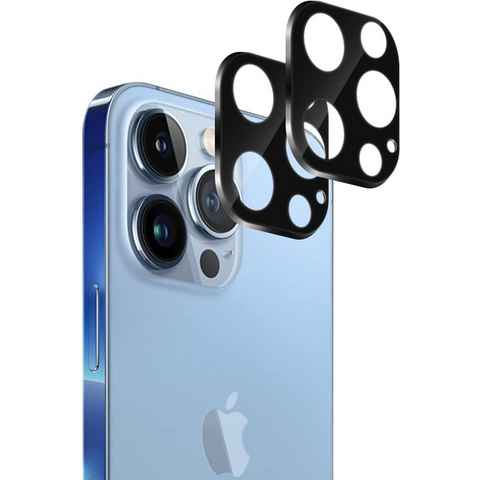 MSM Schutzfolie 2X 3D Schutzglas für iPhone 13 Pro / 13 Pro Max Kamera Linse Panzerfolie Schwarz, (2-St)