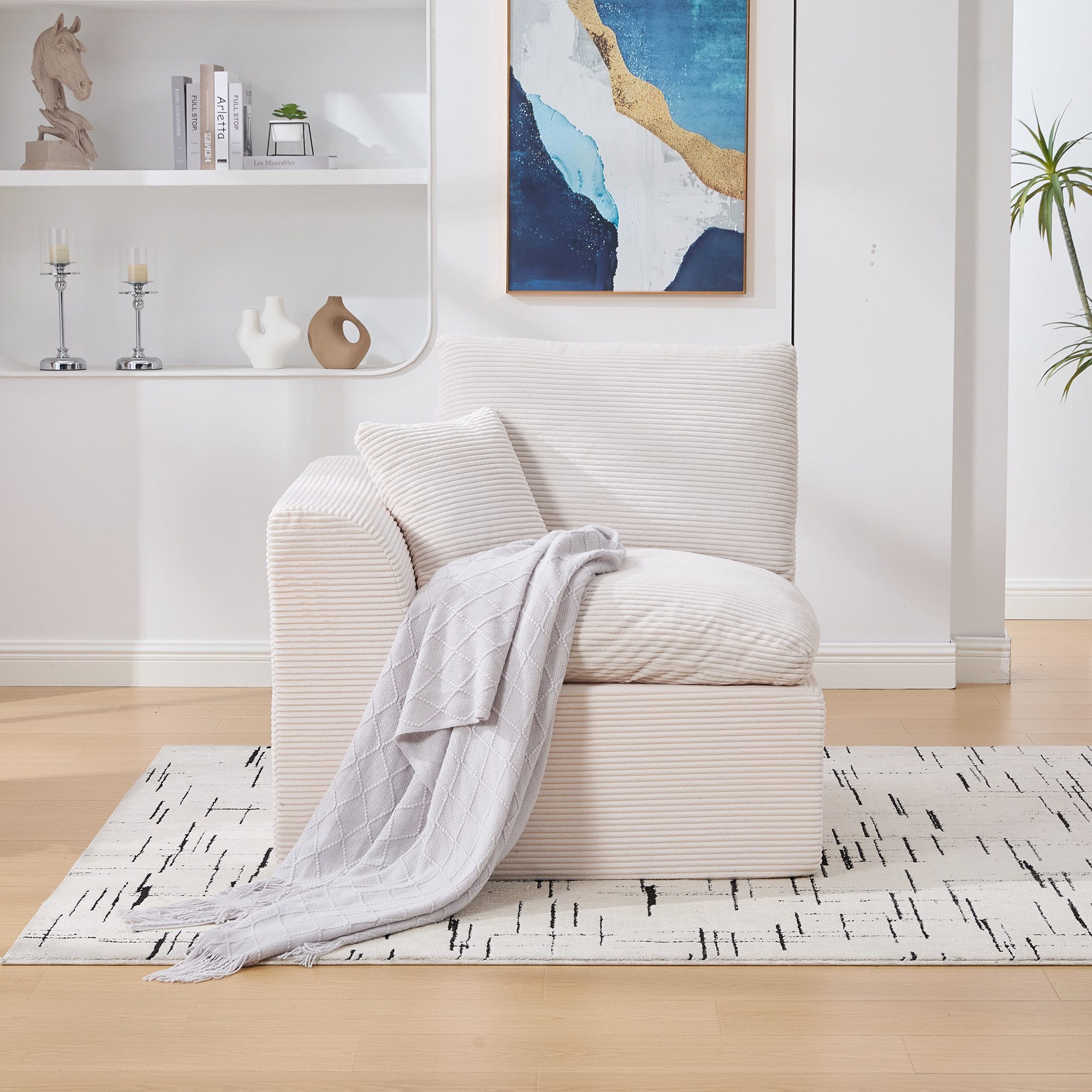 STILVORA Loungesofa mit Bezug abnehmbar,Einzelsofa Relaxsessel mit Kissen,Corduroy, Stoffsofa Einzelsitzer, Sessel mit abnehmbarem Bezug und Kissen