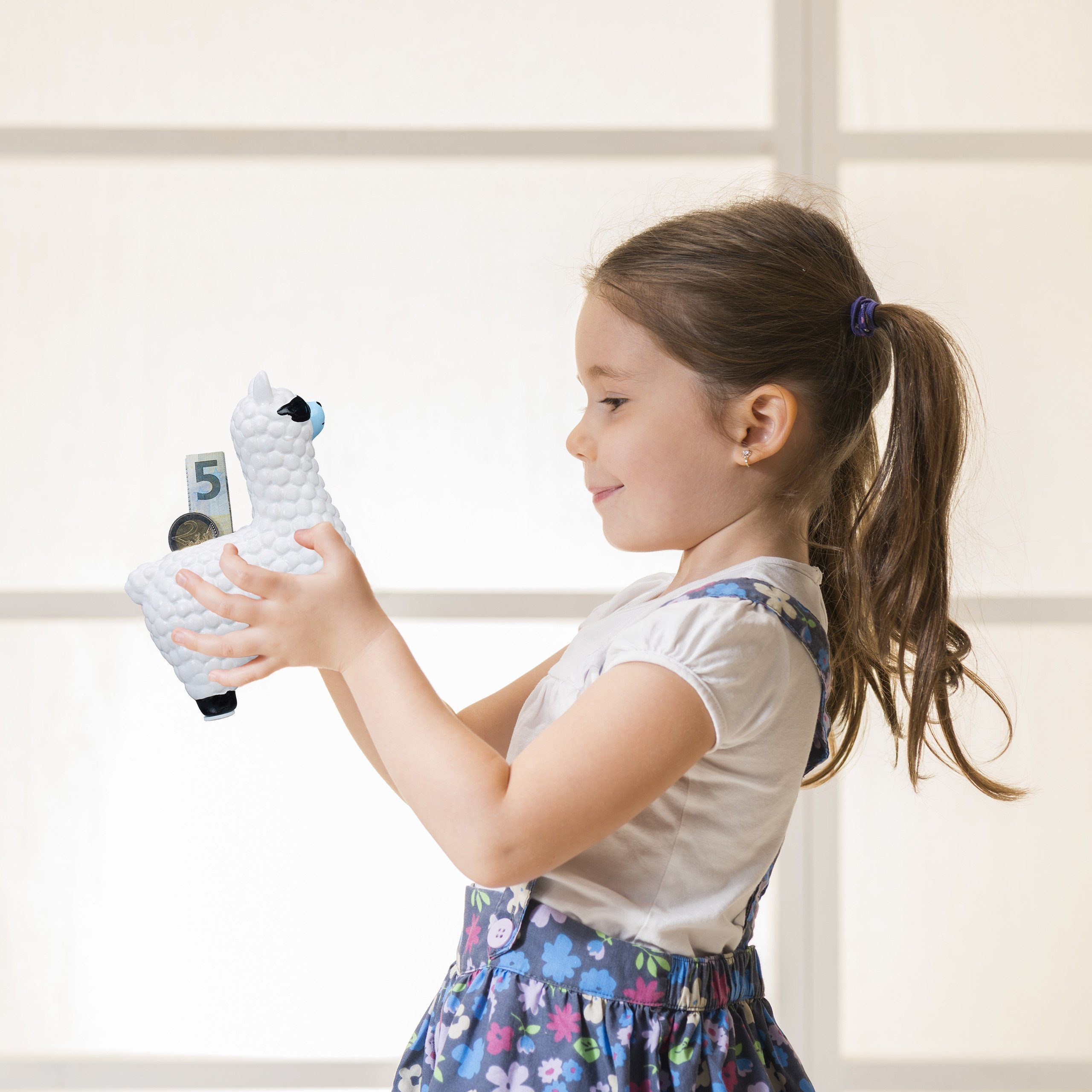 relaxdays Spardose Lama Spardose mit Sonnenbrille, weiß günstig online kaufen