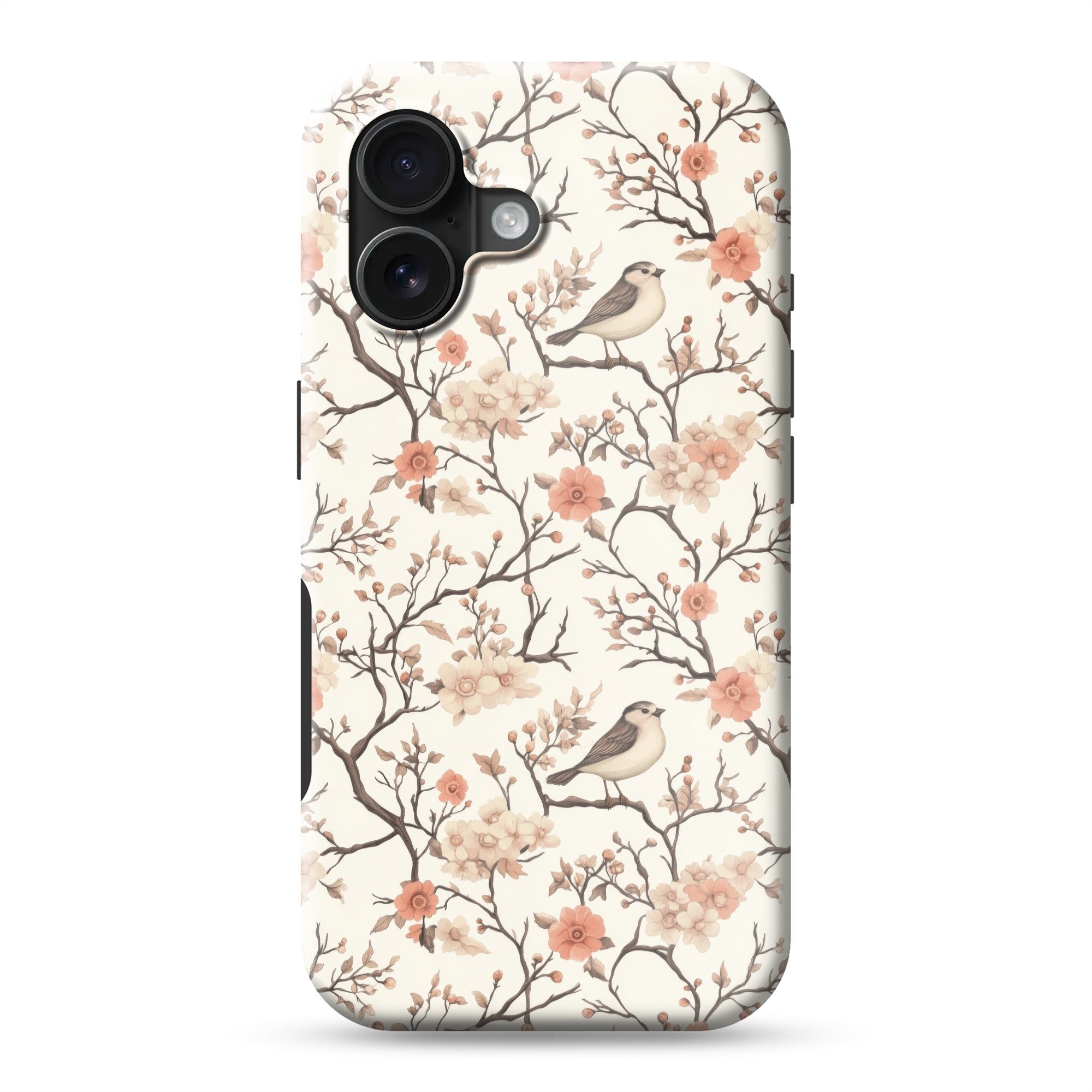 OnlyWow Handyhülle Magsafe für Apple iPhone 16 Kirschblüte - Spatz - Rosa, Smartphone-Bumper, Print, Handy Schutzhülle Stoßfest