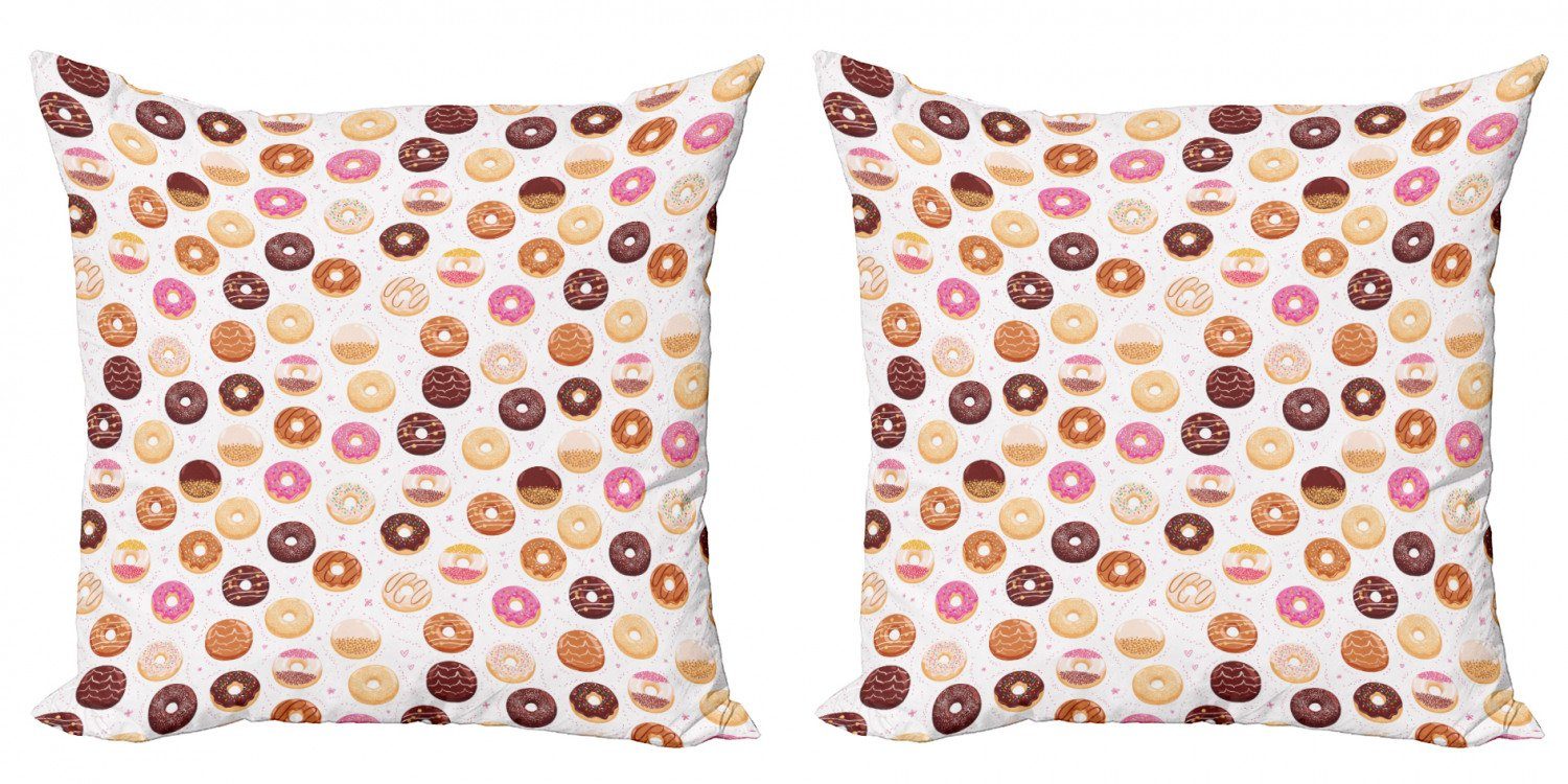 Kissenbezüge Modern Accent Doppelseitiger Digitaldruck, Abakuhaus (2 Stück), Rosa Bunte Yummy Donuts