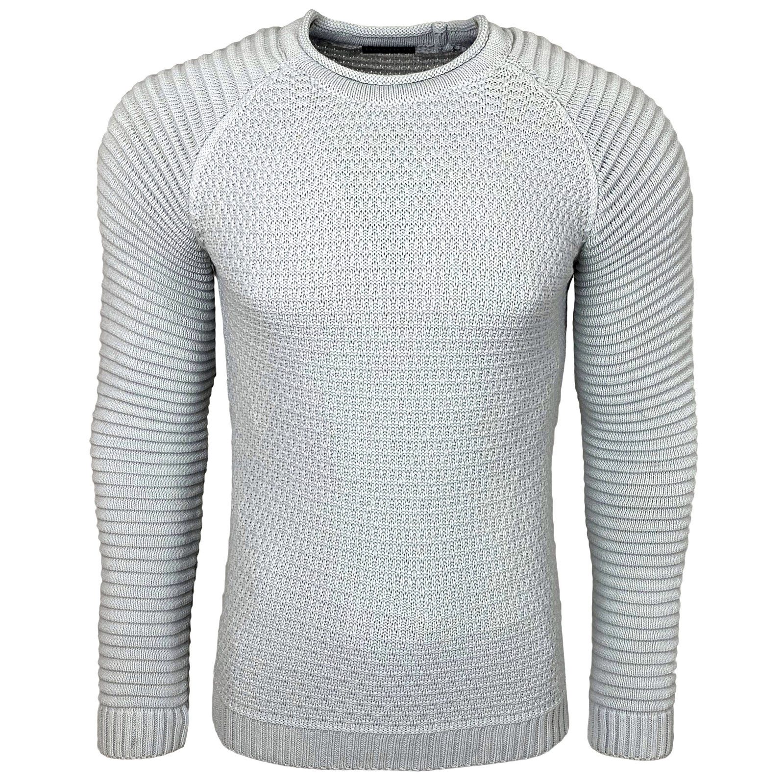 Strickpullover Baxboy Strickpullover Herren Two Tone Rundhals Pullover B-8056