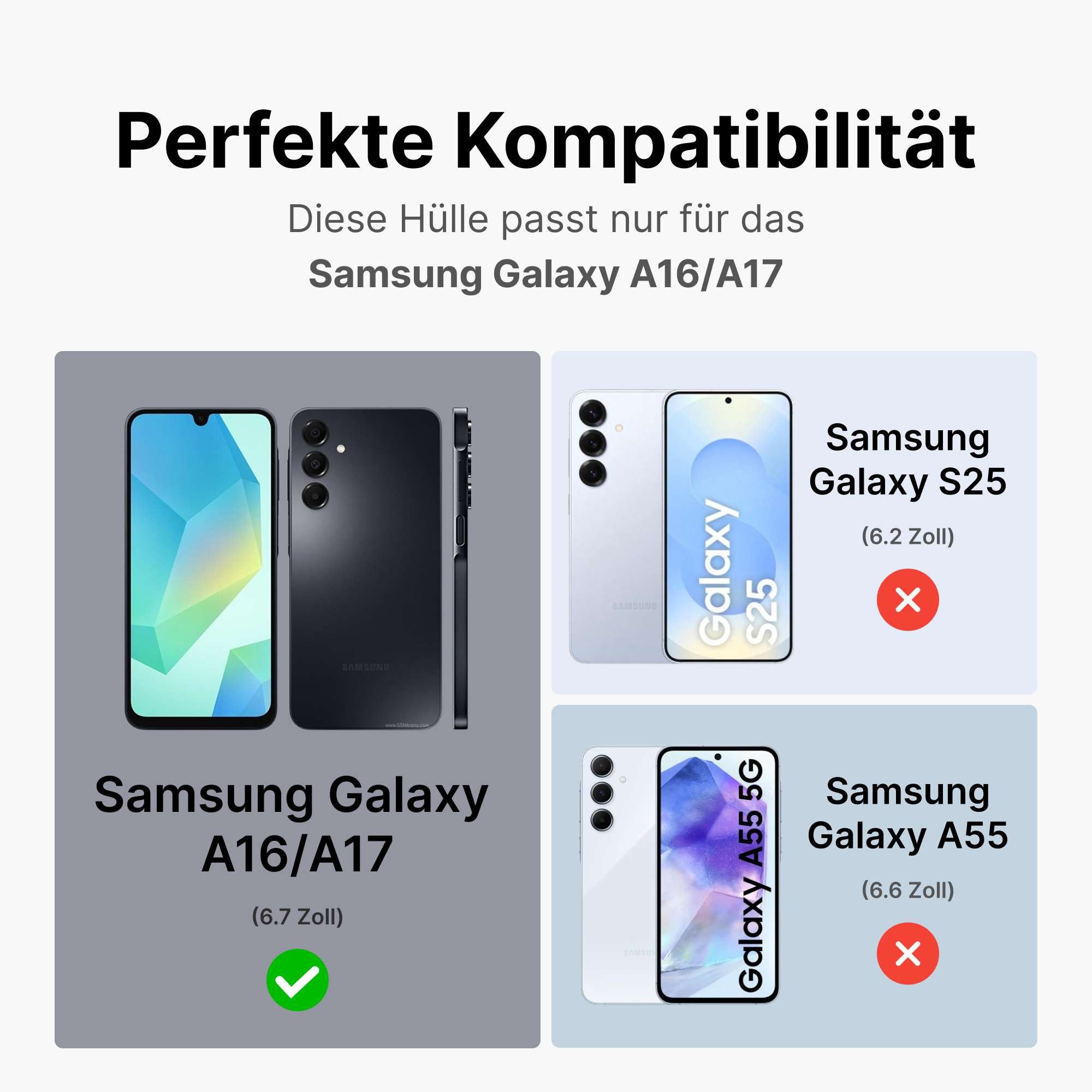 betterfon Handyhülle Handytasche für Samsung Galaxy A17 5G Klapphülle mit Kartenfächern, Bookstyle-Hülle mit Magnetverschluss, Smartstand & Kunstleder