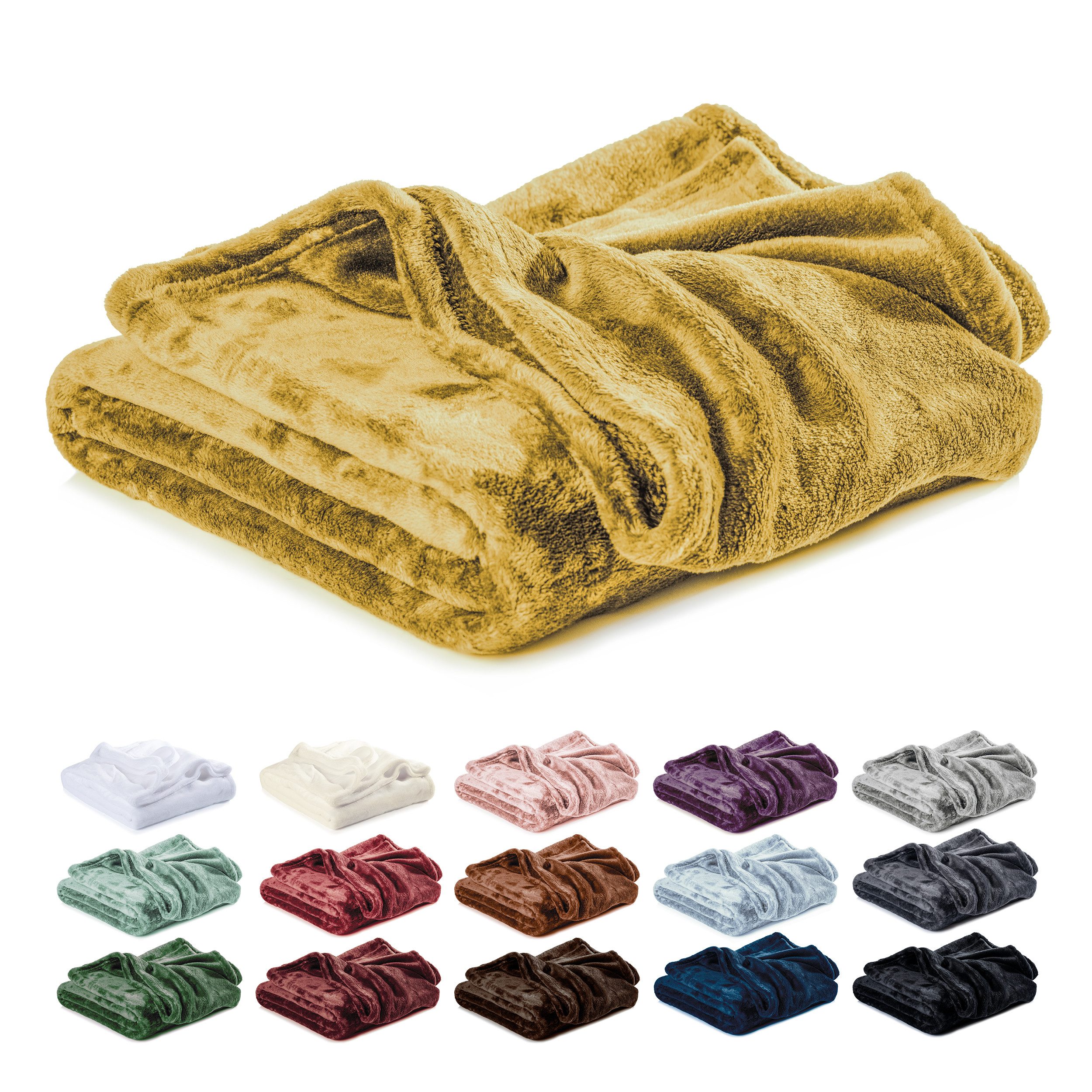 Wohndecke Kuscheldecke, Fleecedecke, Wolldecke flauschig und weich, Lavea, Mikrofaser, Atmungsaktiv & Hautfreundlich