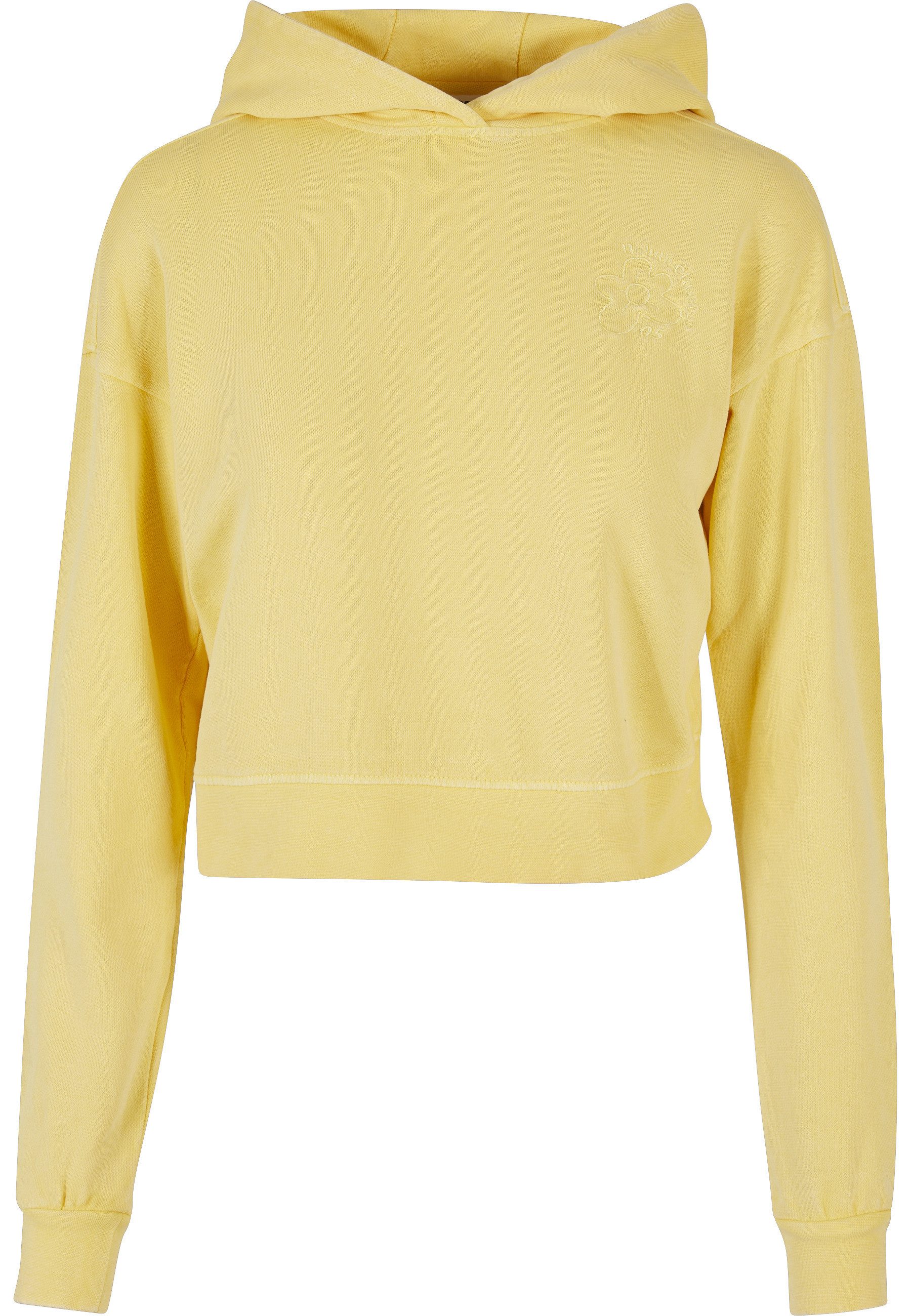 Rundhalspullover Urban Classics Damen Ladies Short Flower Embroidery Terry Hoody