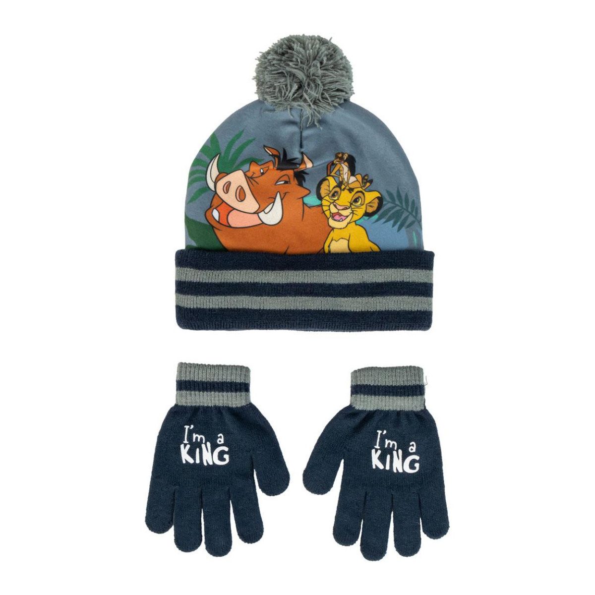 Cerda Bommelmütze Lion King 2er Set Kinder Winter Accessoire Mütze Handschuh