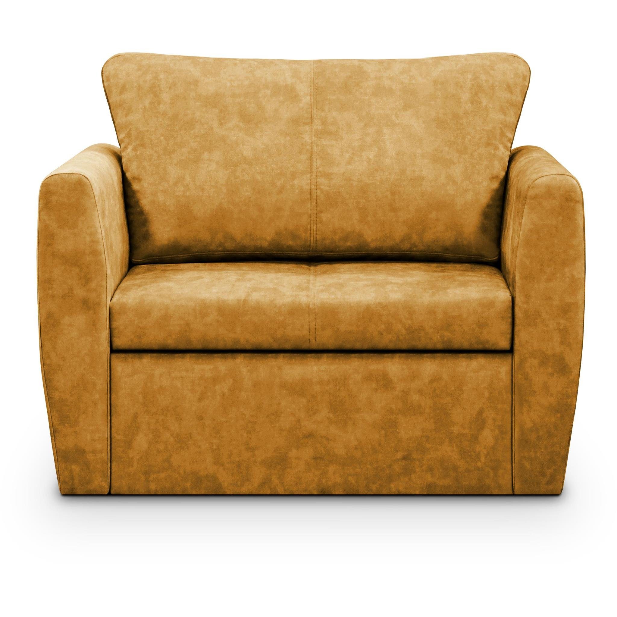 Kamel Relaxsessel (terra Wohnzimmer), Bettkasten, Schlaffunktion, für 48) Relaxsessel Sofa (1-Sitzer Schlafsessel, Gelb Polstersessel Beautysofa