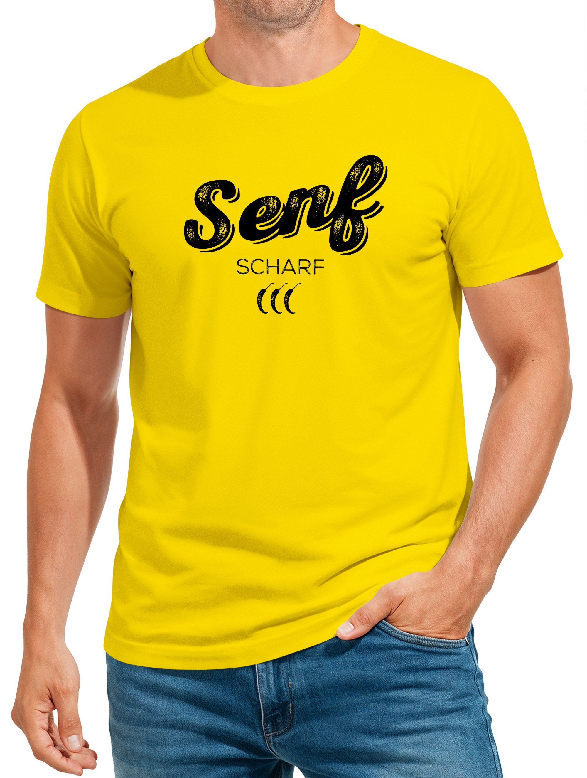 Print-Shirt Herren T-Shirt Senf Fasching Karneval Fastnacht Kostümshirt Fun-Shirt