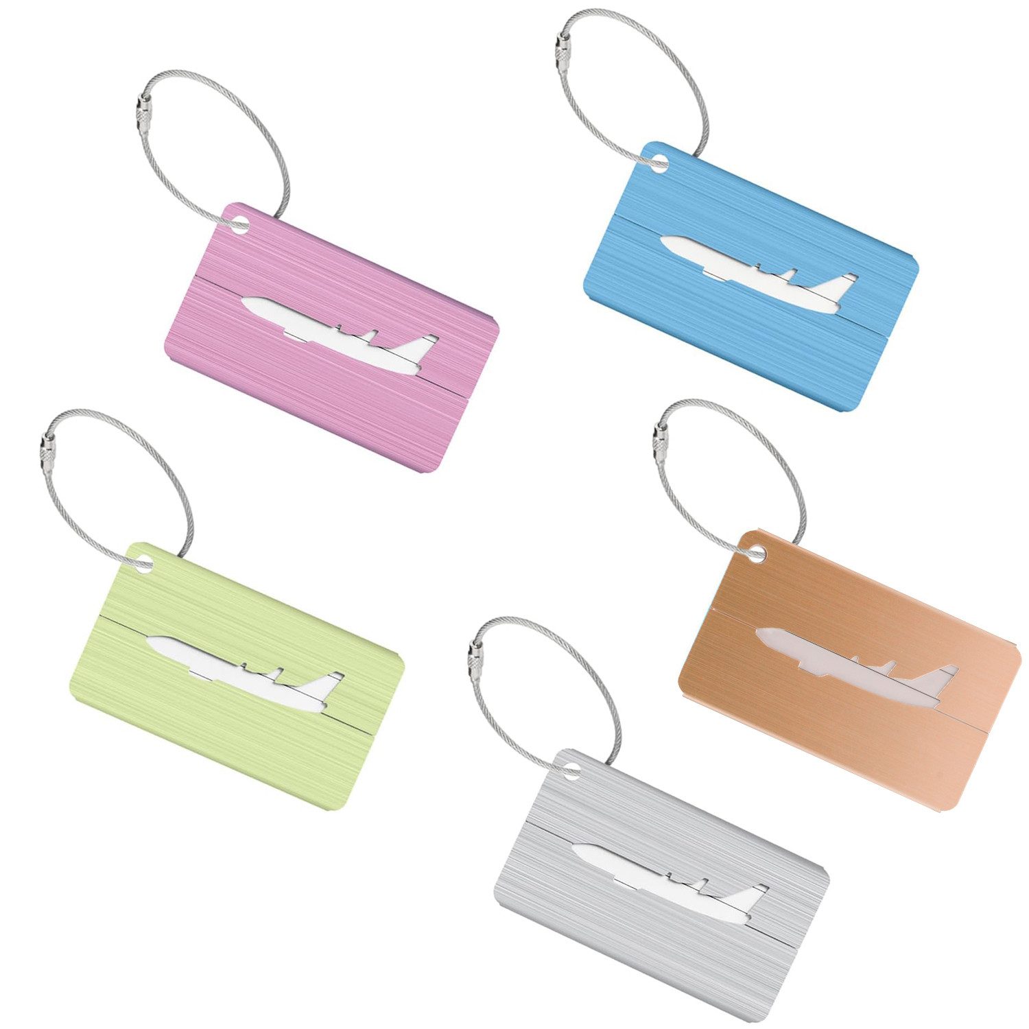 Coonoor Koffergurt 5 Stück Ярлыки для багажа Koffer Aluminium Gepäckanhänger 5 Farben, (5-tlg), 75 * 45mm Praktische Adressanhänger, Namensanhänger, Gepäckanhänger