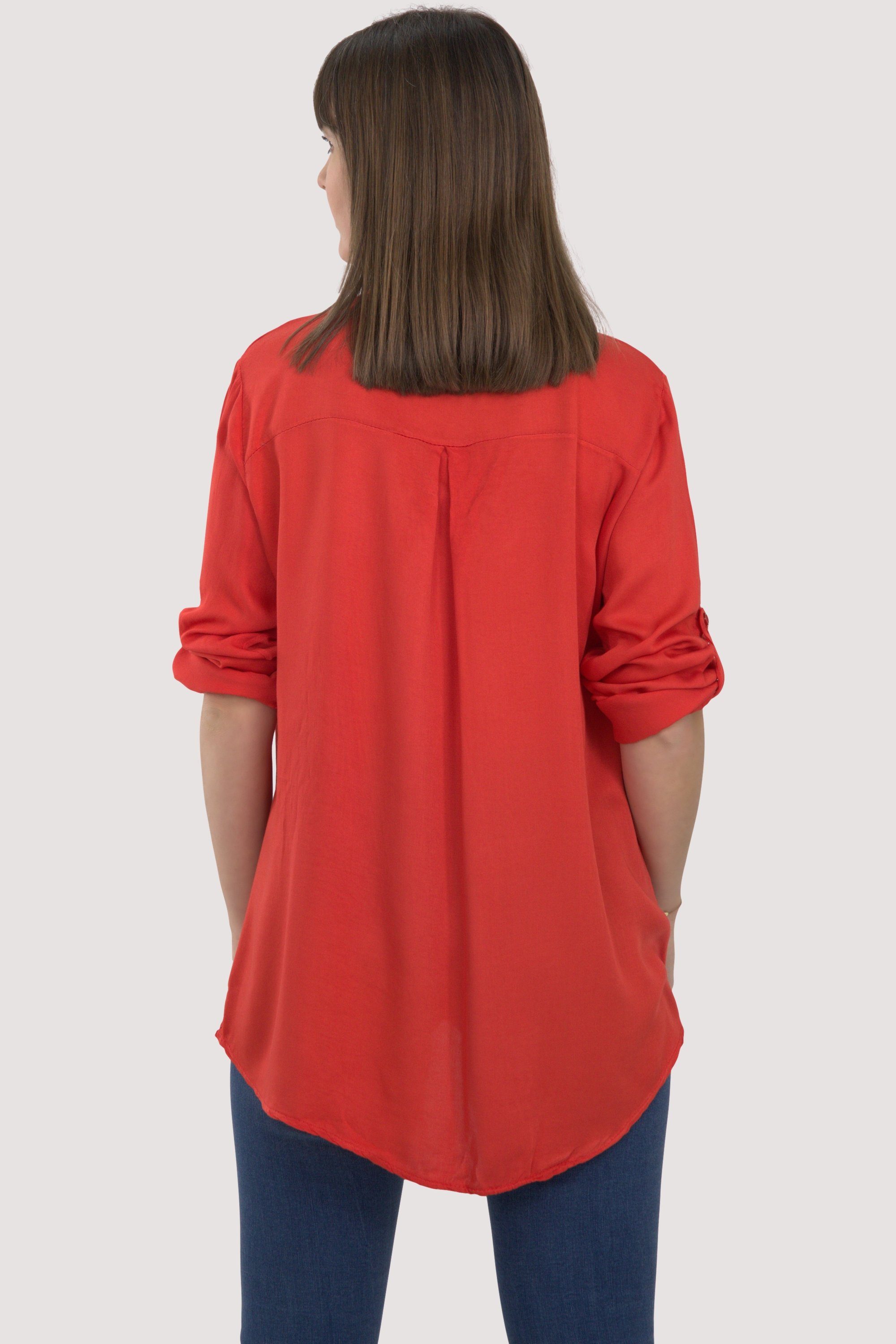 fashion than mit 9015 Ärmeln Schlupfbluse more 3/4 krempelbaren Einheitsgröße malito rot Bluse
