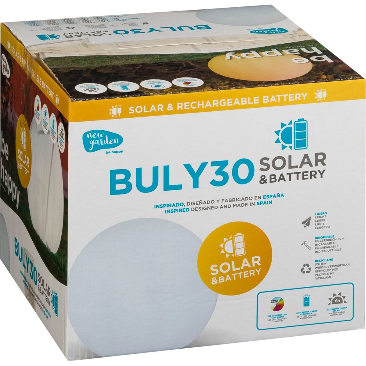 New Garden LED Solarleuchte New Garden Buly 30 Runde Terassenleuchte