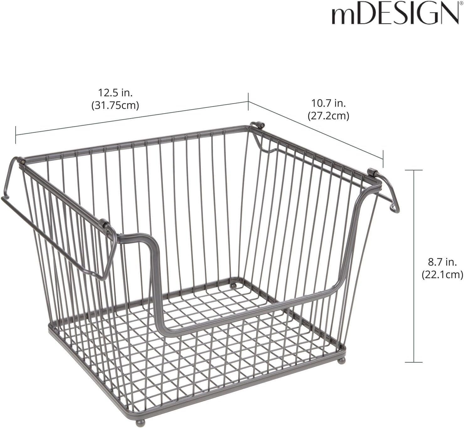 mDesign Aufbewahrungssystem mDesign Ablagebox Gitterbox Aufbewahrungskorb 6er Set Henkel Metall