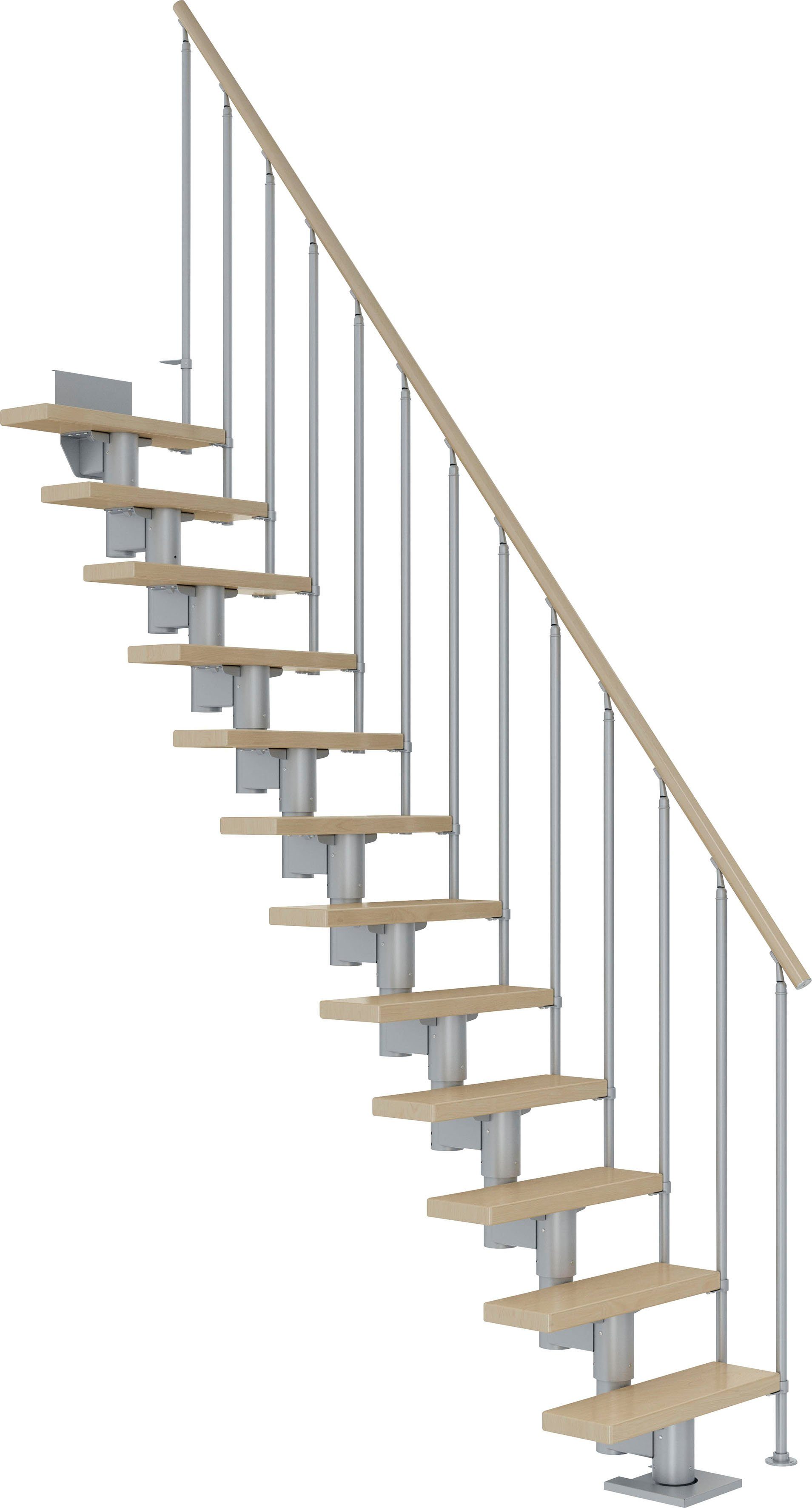 Dolle Mittelholmtreppe offen, 292 cm, bis Ahorn/Metall Stufen Geschosshöhen Dublin, für