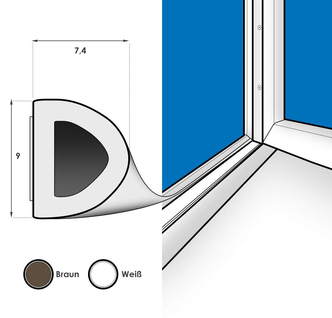 Türdichtband DQ-PP Fensterdichtung, 100 Meter, Profil D,E,I,P,V, selbstklebend