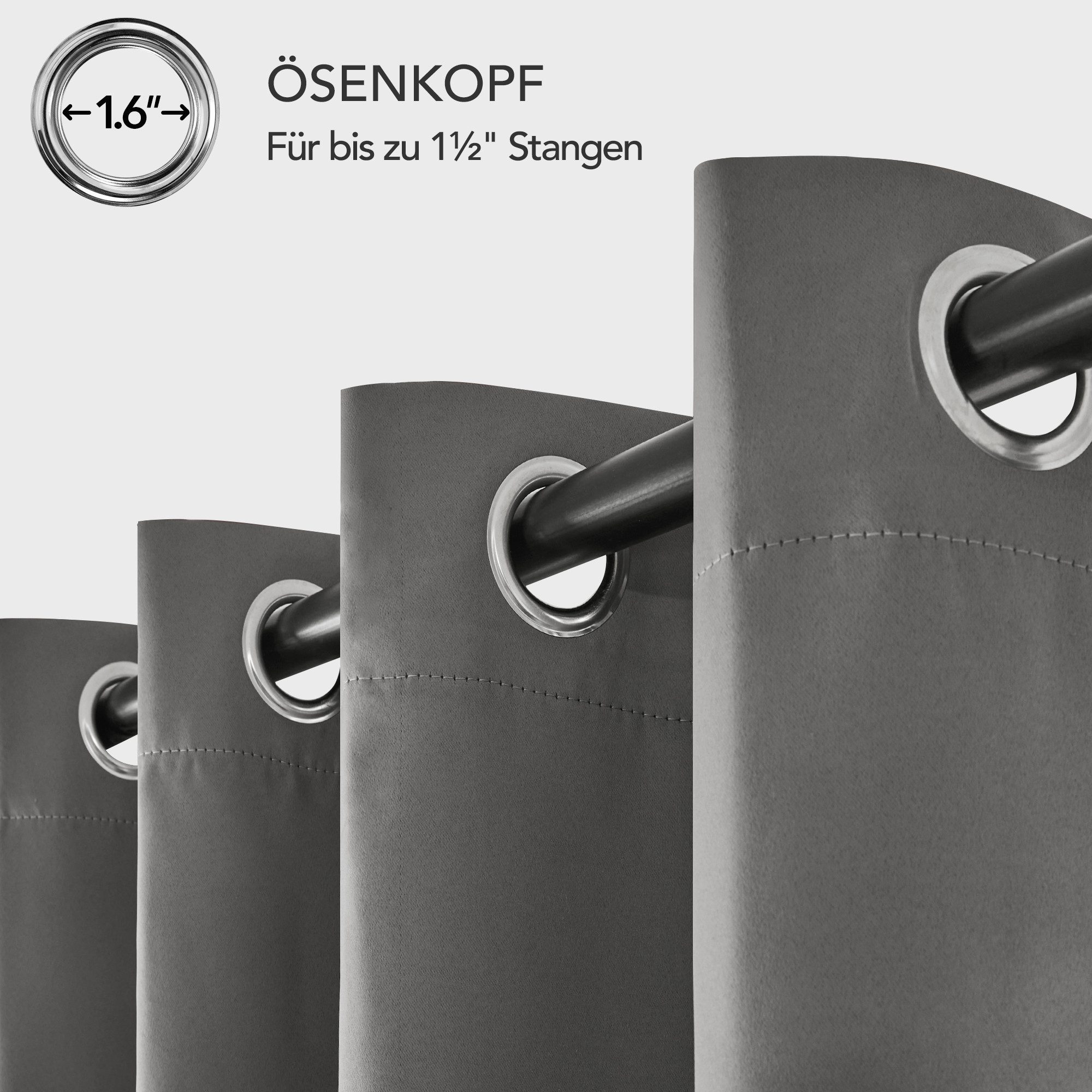 Deconovo Verdunkelungsvorhang Gardinen mit Ösen Blickdichte Vorhang Kälteschutz Schlafzimmer 2er Set, Blackout Curtain einfarbig Thermo Vorhang Verdunkelung Wär – Bild 5 von 5