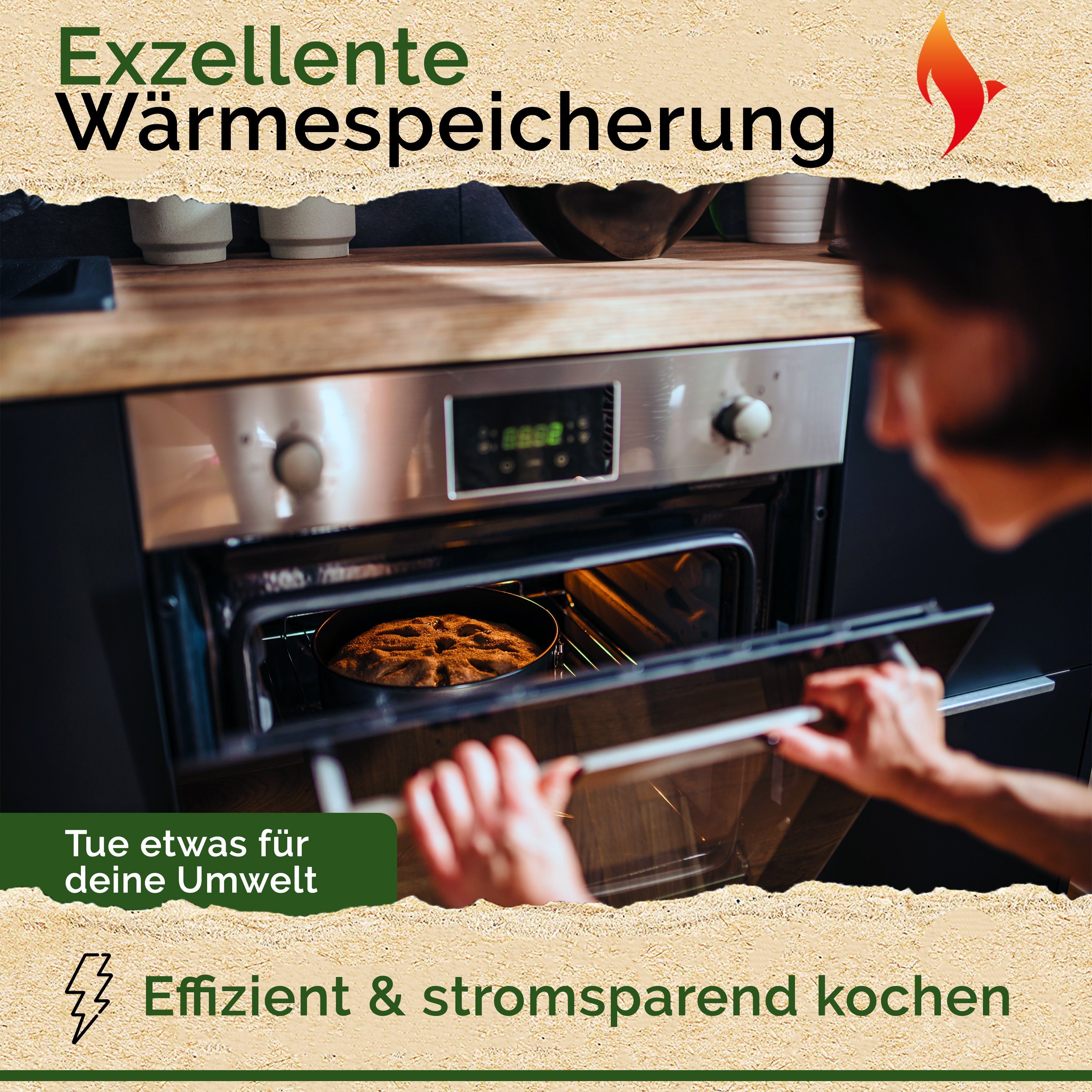 Funkenflug Bräter Funkenflug® Gusseisen E-Book, inkl. Kocherlebnis (eingebrannt Topf Topf für & Silikongriffe Gusseisentopf induktionsgeeignet] - & & Brot Gusseisen mit dem - ein Brotbacktopf, schmoren), - - Bräter backen einzigartiges Gusseisen