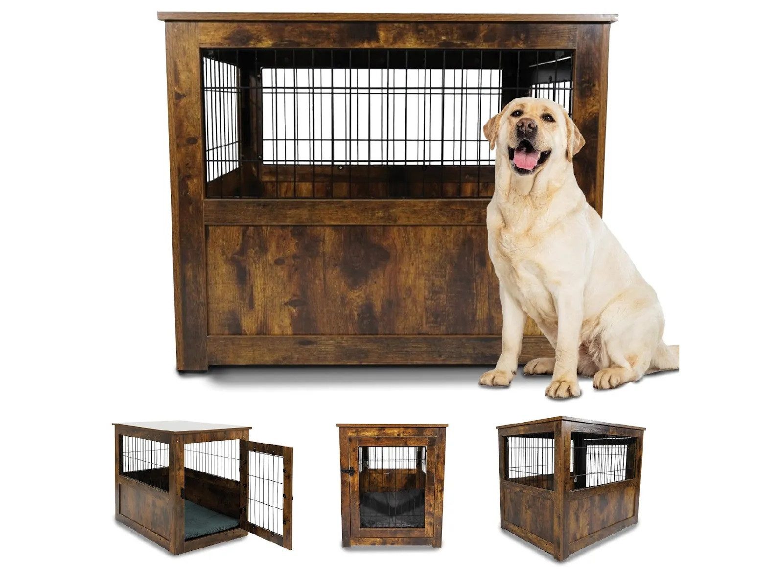 RV-Parts Для собакzwinger Для собакbox aus Holz mit weichem Polsterboden und atmungsaktivem Решетки