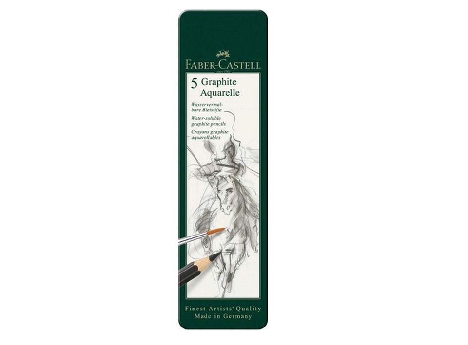 Faber-Castell Zeichenkohle 5 Graphite Aquarelle Bleistifte, wasservermalbar, (5-tlg)