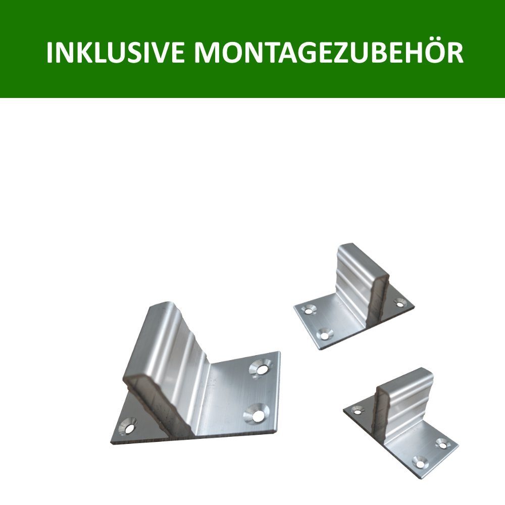 DeToWood Dichtzaun WPC Lamellenzaun Grau zum Einbetonieren, (Set, Inklusive Zaunpfosten und Montagezubehör), Stabile Zaunpfosten aus Aluminium. Einfache Montage