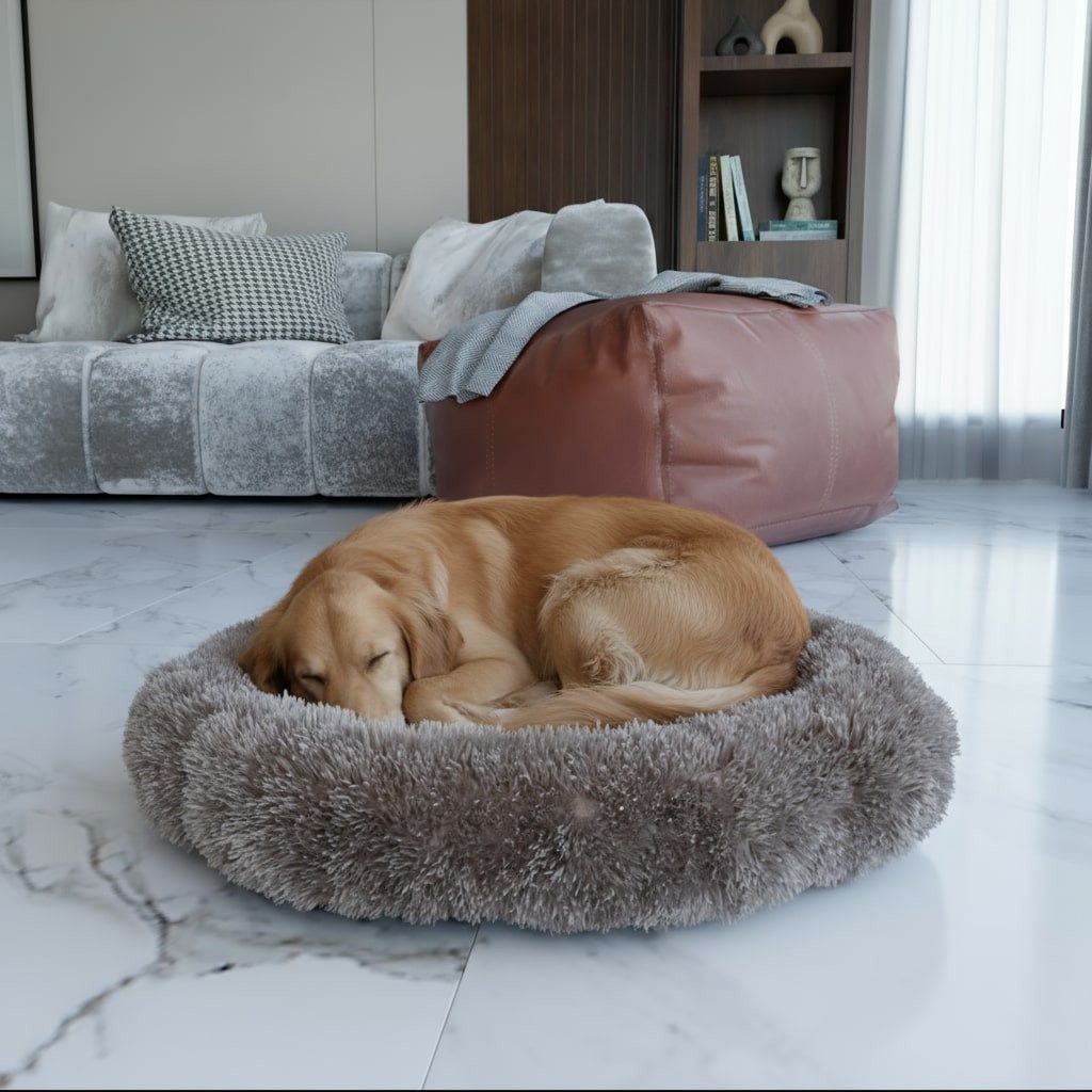 BENNO Tierbett Hundebett BALU Donut 60x60x16 cm, waschbar, rutschfest, Polyester, Hundebett BALU 60 cm – rundes Kuschelbett, waschbar, rutschfest