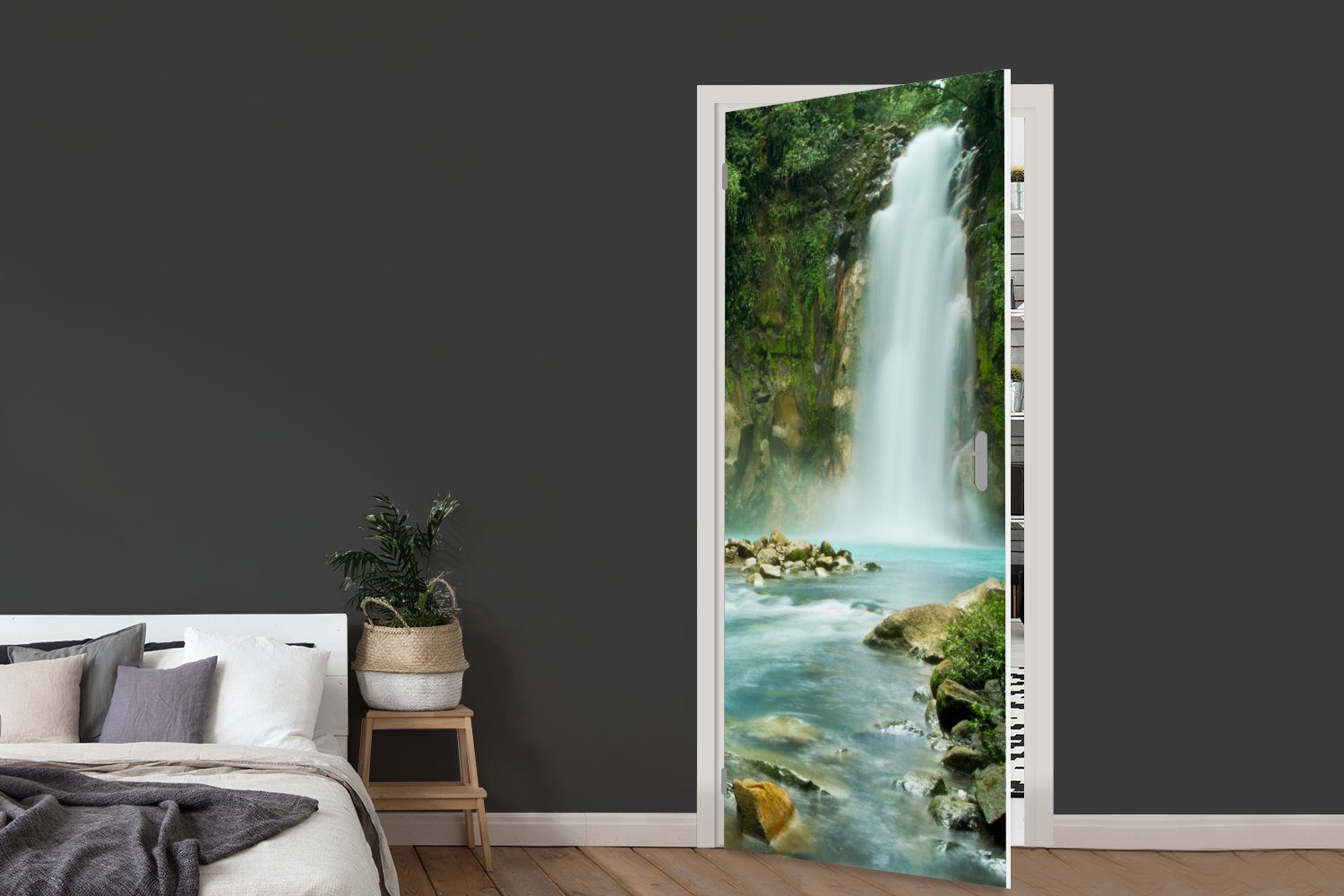 MuchoWow Türtapete Dschungel - für Fototapete bedruckt, St), - cm Matt, 75x205 Tür, Wasserfall, Türaufkleber, (1 Natur