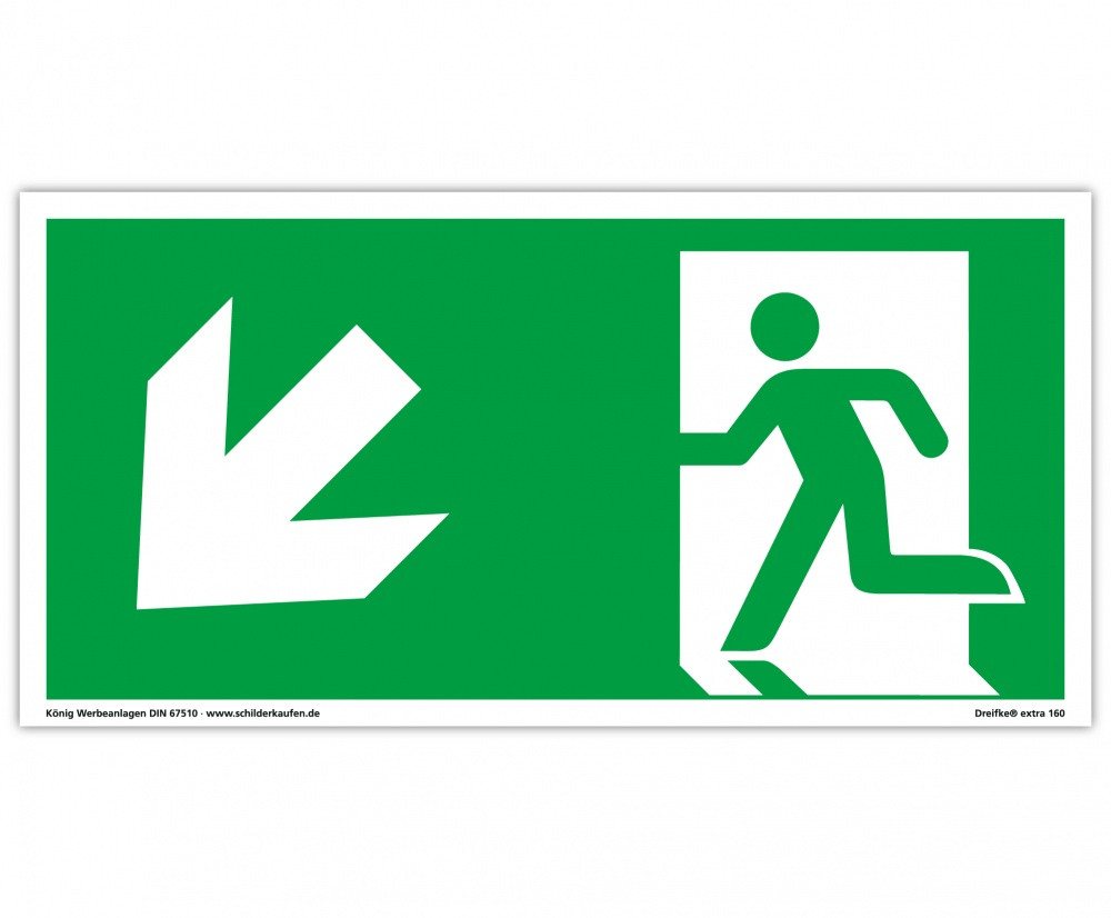 Thumbnail - König Werbeanlagen Hinweisschild Notausgang, extra langnachl., PVC selbstkl. 297x148mm, gemäß ASR A1.3