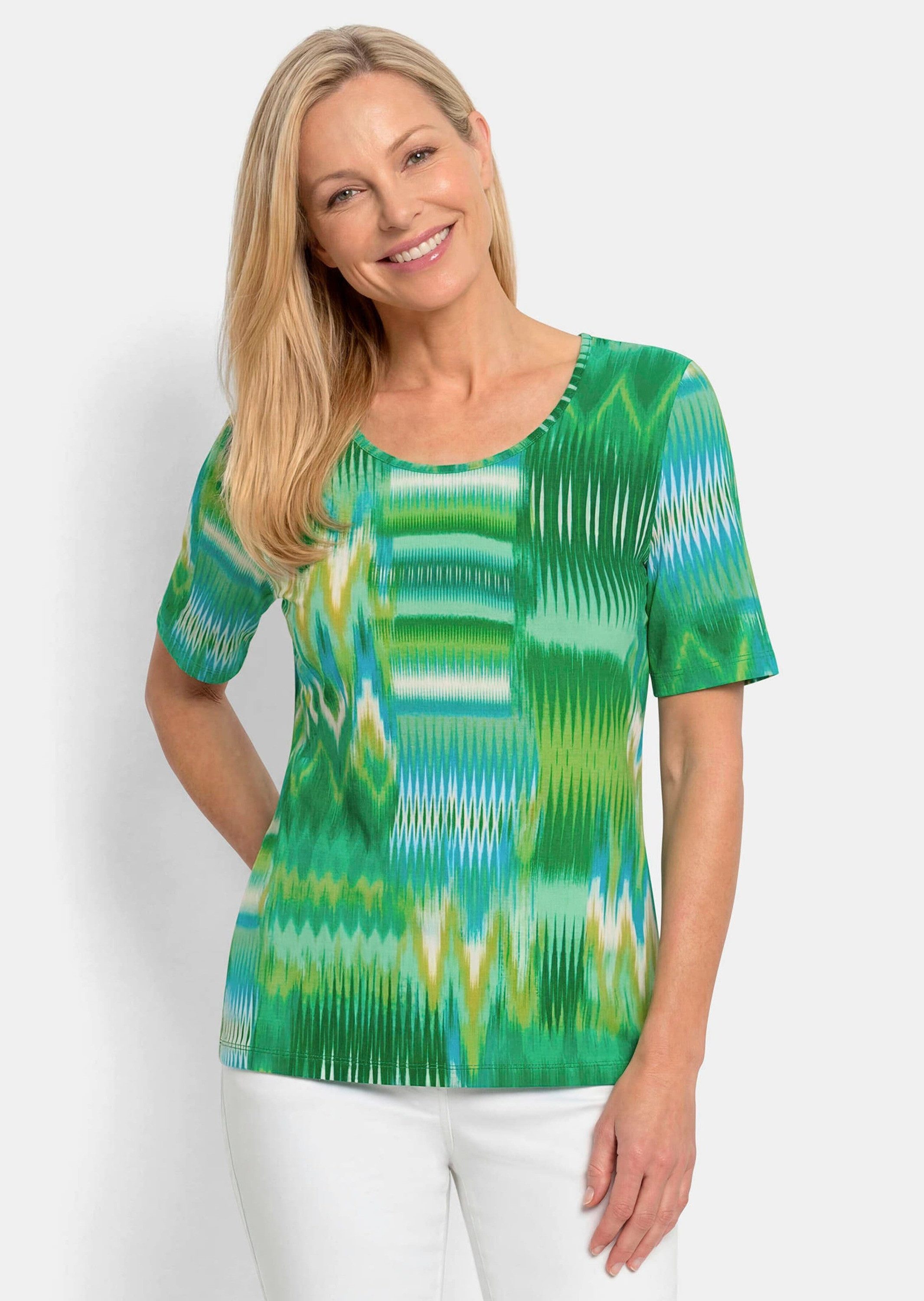 T-Shirt Viskoseshirt mit Zickzackmuster