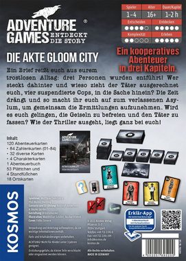 Kosmos Spiel, Erlebnisspiel Adventure Games - Die Akte Gloom City, Made in Germany