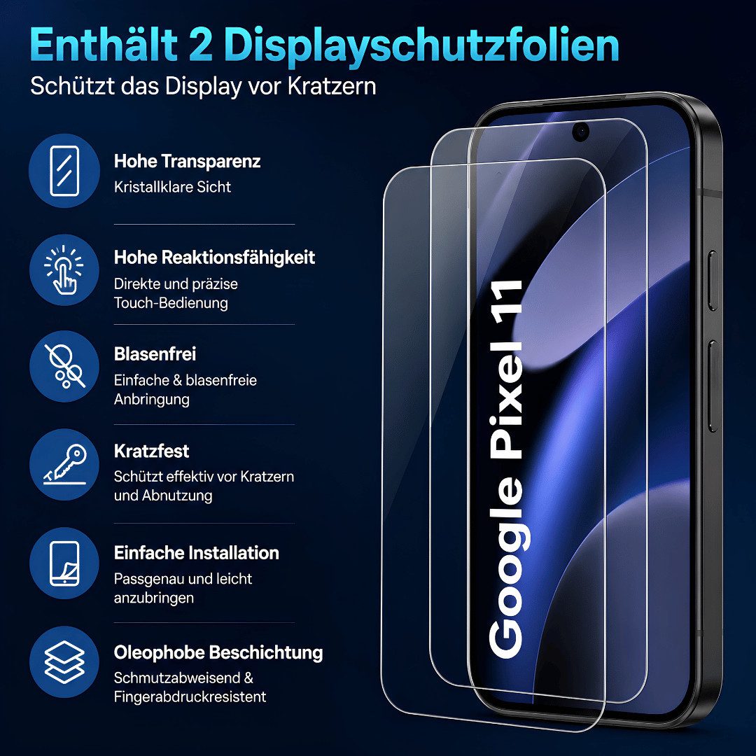 SmartUP Displayschutzglas 2X Schutzglas für Google Pixel 11 Display Panzerfolie Full Screen 3D für Google Pixel 11, 2 Stück, Rundumschutz, passgenaue Verarbeitu – Bild 3 von 5
